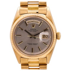 Rolex 18 Karat Yellow Gold Day Date Ref# 1803 Gray Pie Pan Dial, circa 1966