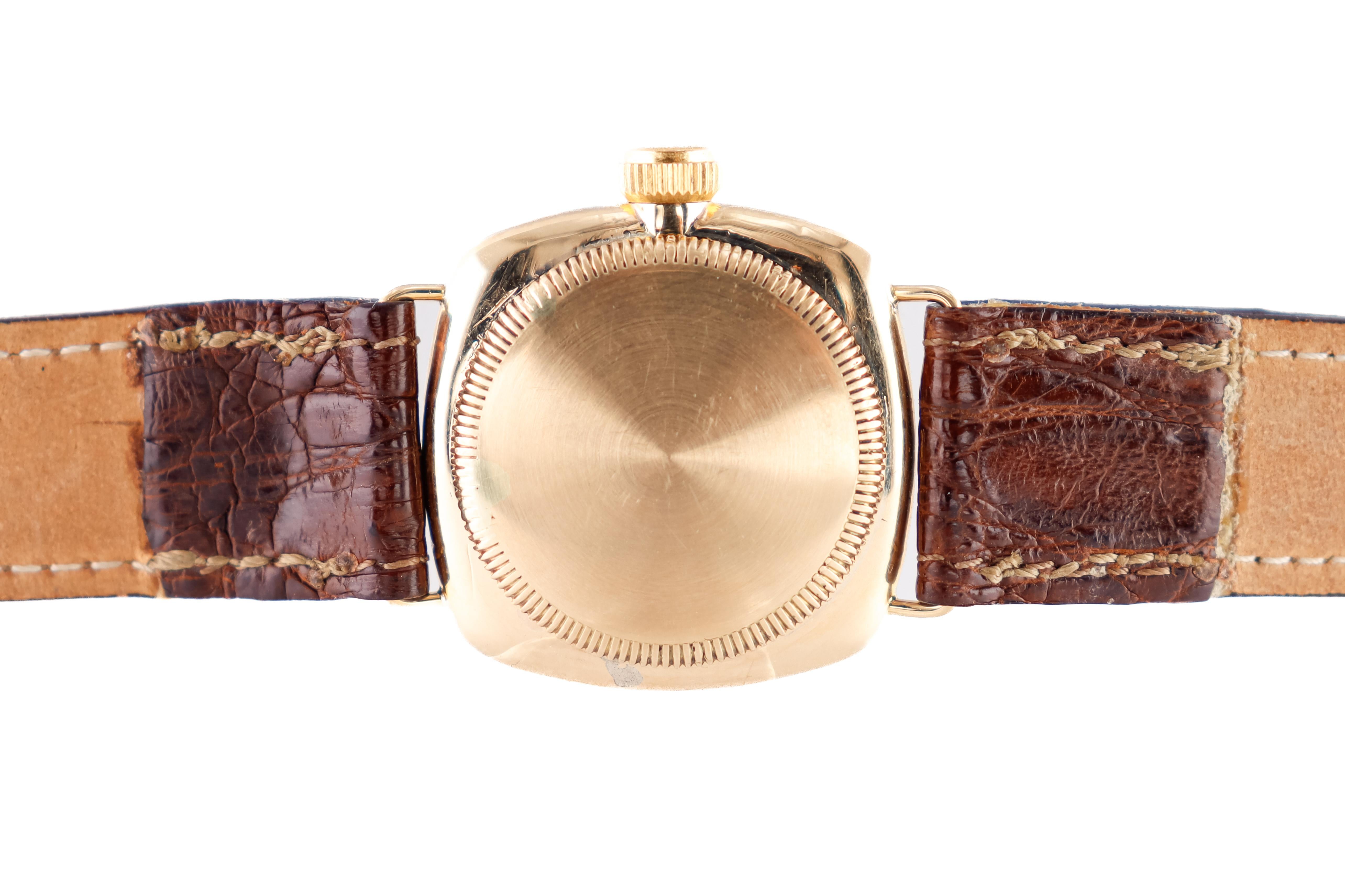 Rolex 18 Karat Gelbgold frühe Austern-Kissenform, ca. 1920er Jahre 8