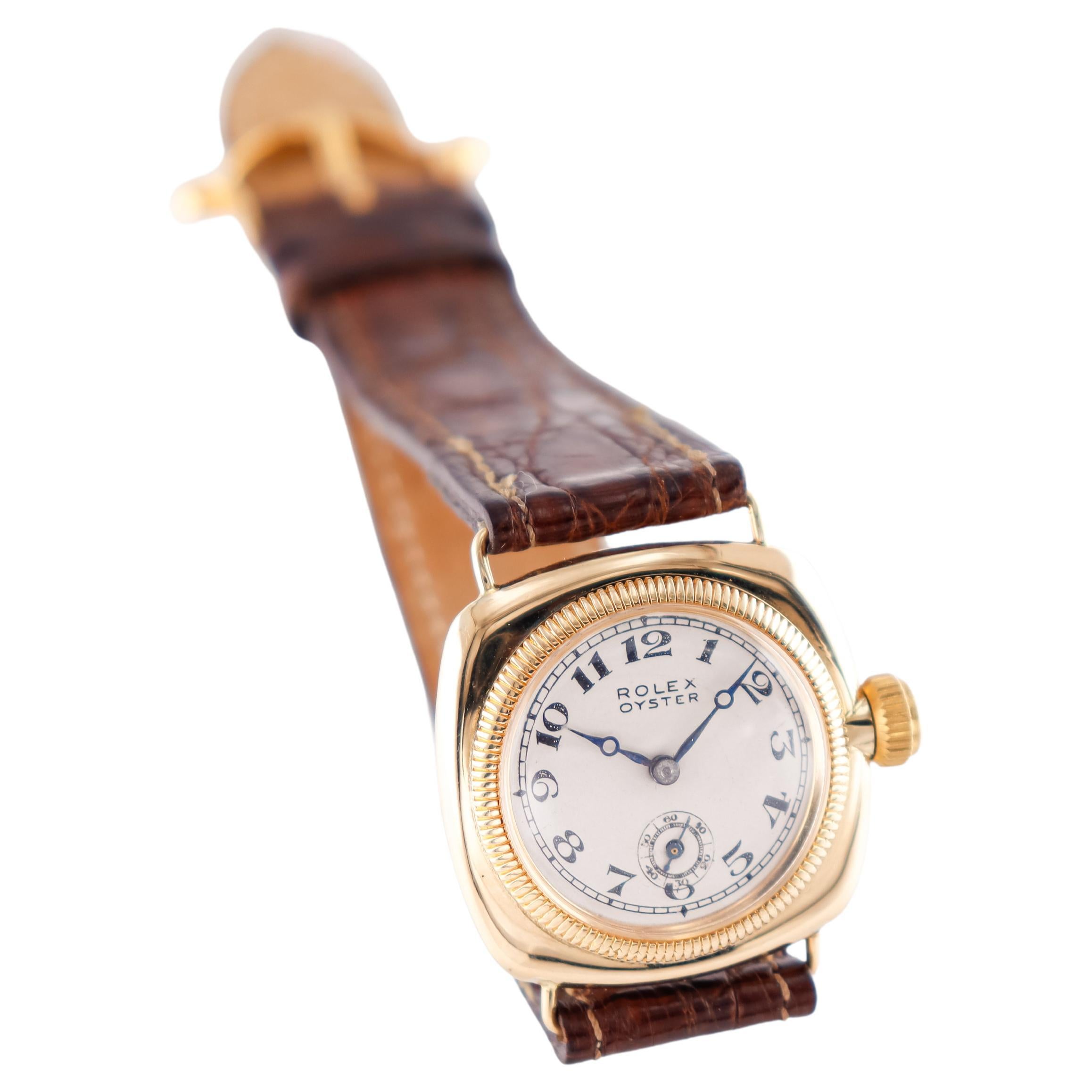 Rolex 18 Karat Gelbgold frühe Austern-Kissenform, ca. 1920er Jahre 2