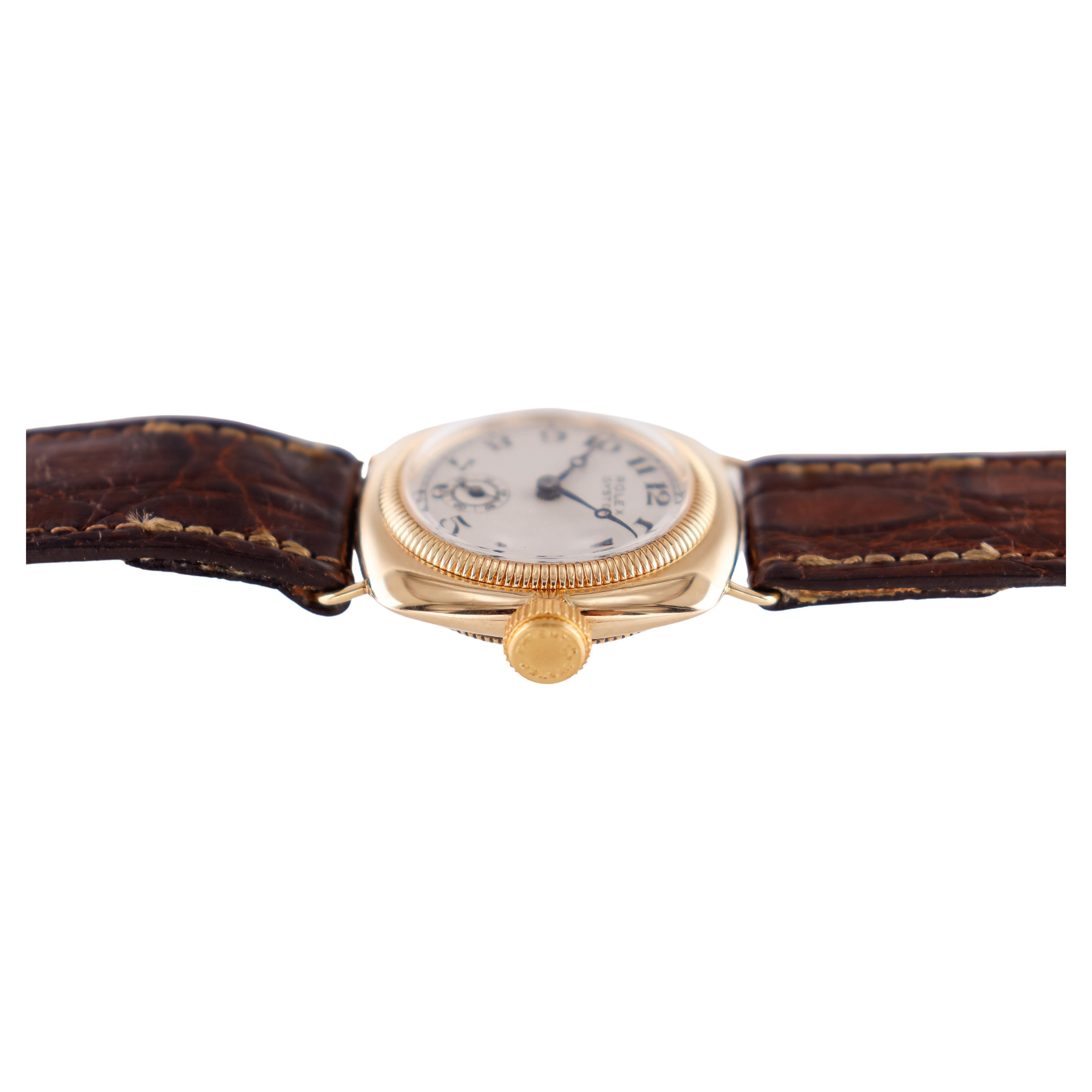 Rolex 18 Karat Gelbgold frühe Austern-Kissenform, ca. 1920er Jahre 6