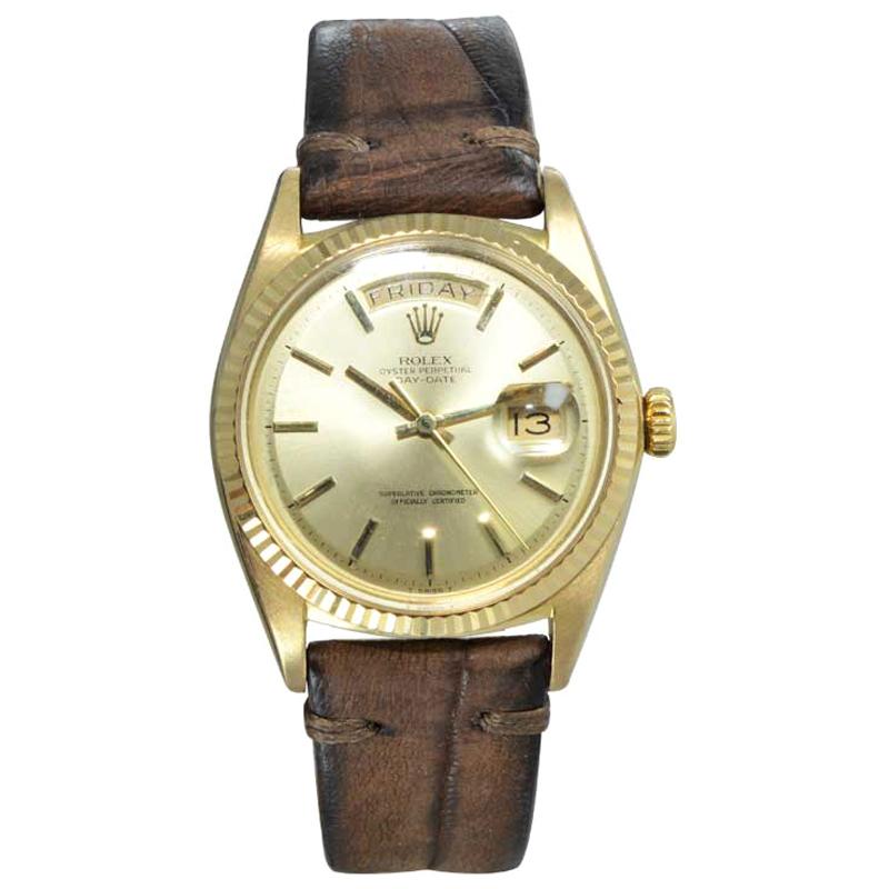 Rolex 18 Karat Yellow Gold Oyster Perpetual Day Date Ref 1803 Dated 1969