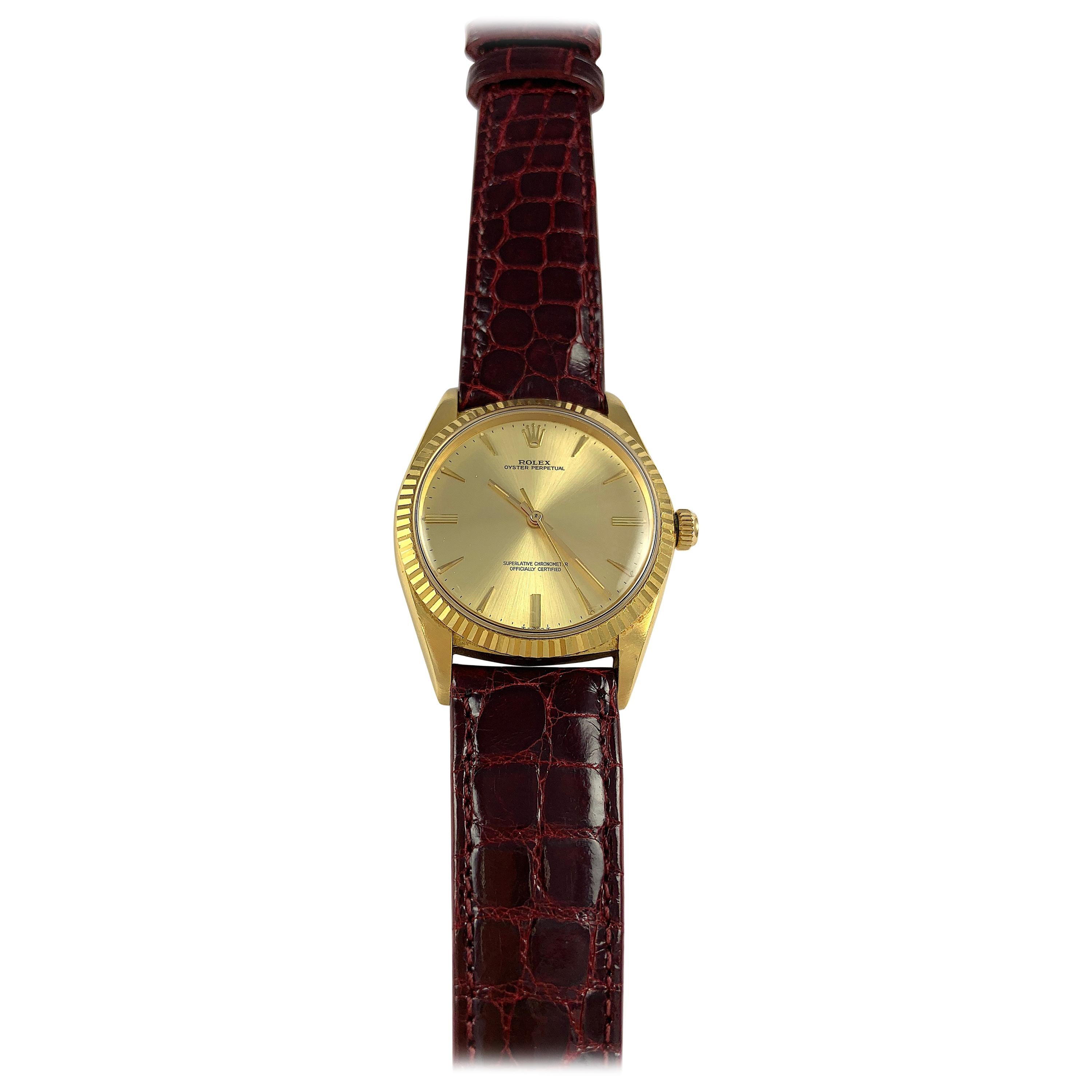 Rolex 18 Karat Yellow Gold Oyster Perpetual Oversize Watch, 1960s For Sale