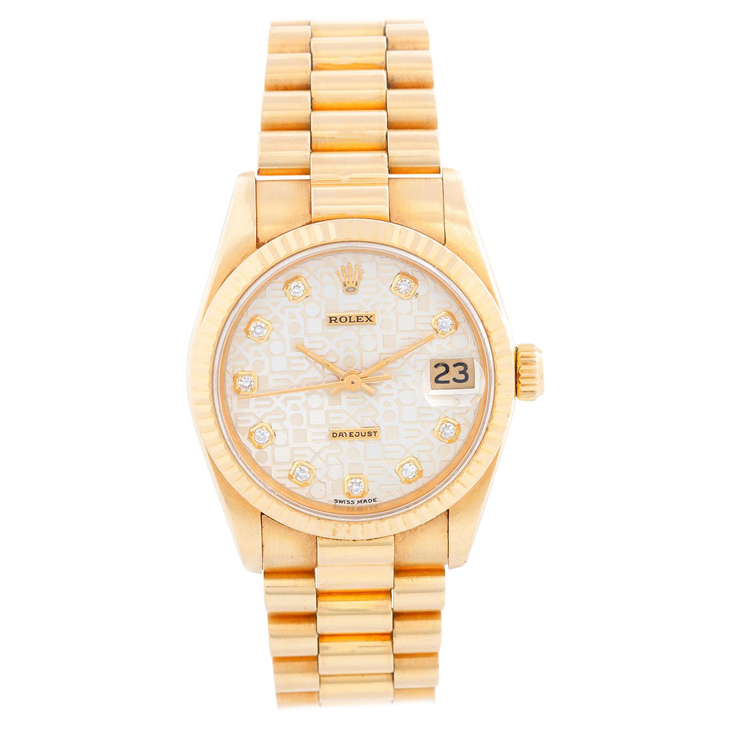 Rolex 18 Karat Yellow Gold President Midsize Watch 68278