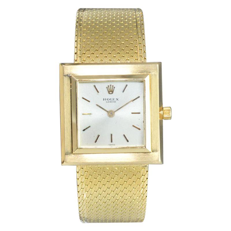Rolex 18 Karat Yellow Gold Ultra Thin Dress Watch with Original Mesh Bracelet