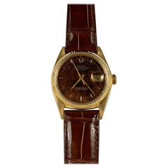 Rolex 18 Karat Yellow Gold Wood Dial Datejust Watch, 1980s