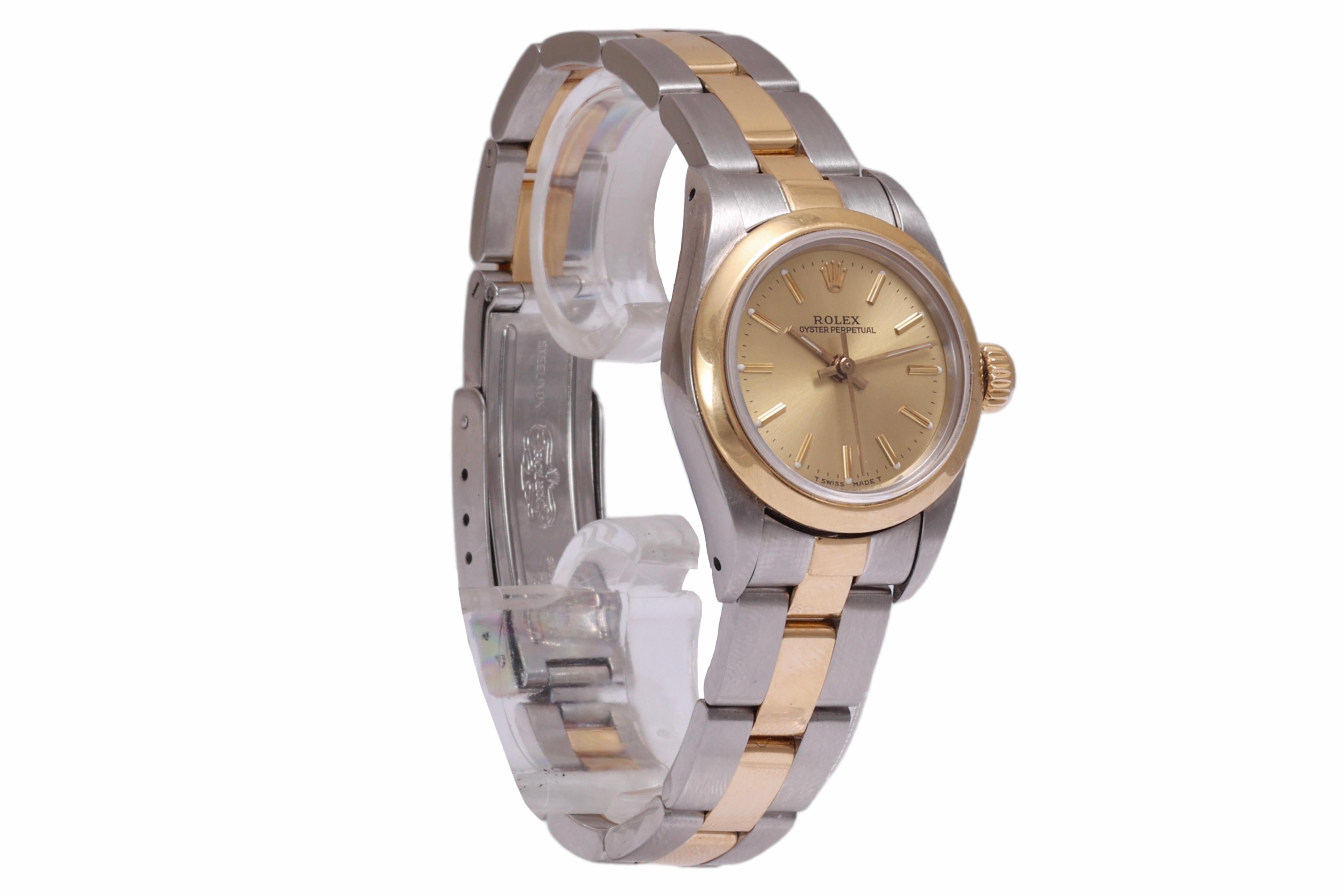 Rolex 18 Kt Gold & Stahl Ref 67183 Lady Oyster Perpetual Armbanduhr  im Zustand „Hervorragend“ im Angebot in Antwerp, BE