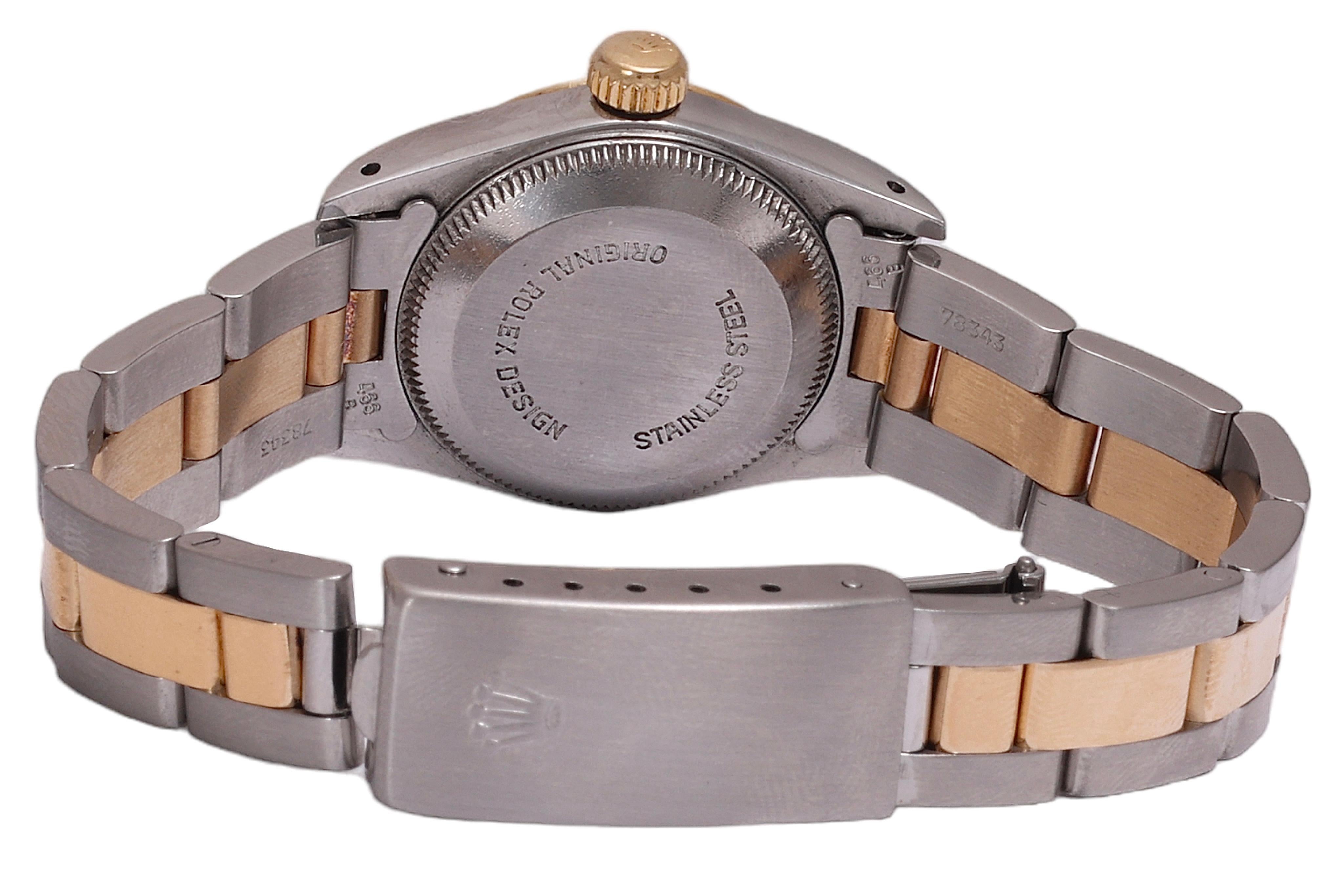 Women's or Men's Rolex 18 Kt Gold & Steel Ref 67183 Lady Oyster Perpetual Wrist Watch  For Sale