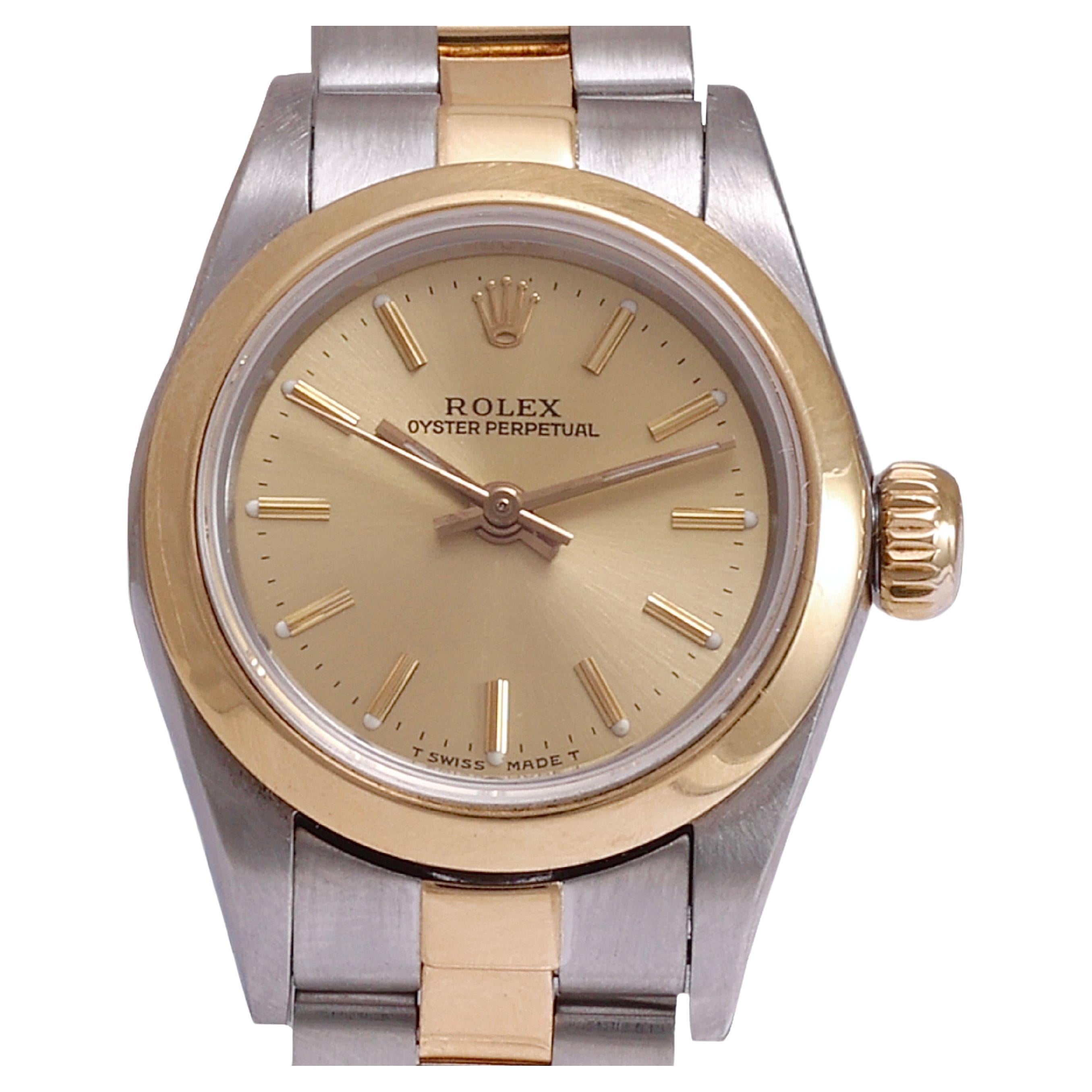 Rolex 18 Kt Gold & Steel Ref 67183 Lady Oyster Perpetual Wrist Watch  For Sale