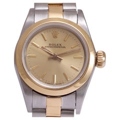 Rolex 18 Kt Gold & Stahl Ref 67183 Lady Oyster Perpetual Armbanduhr 
