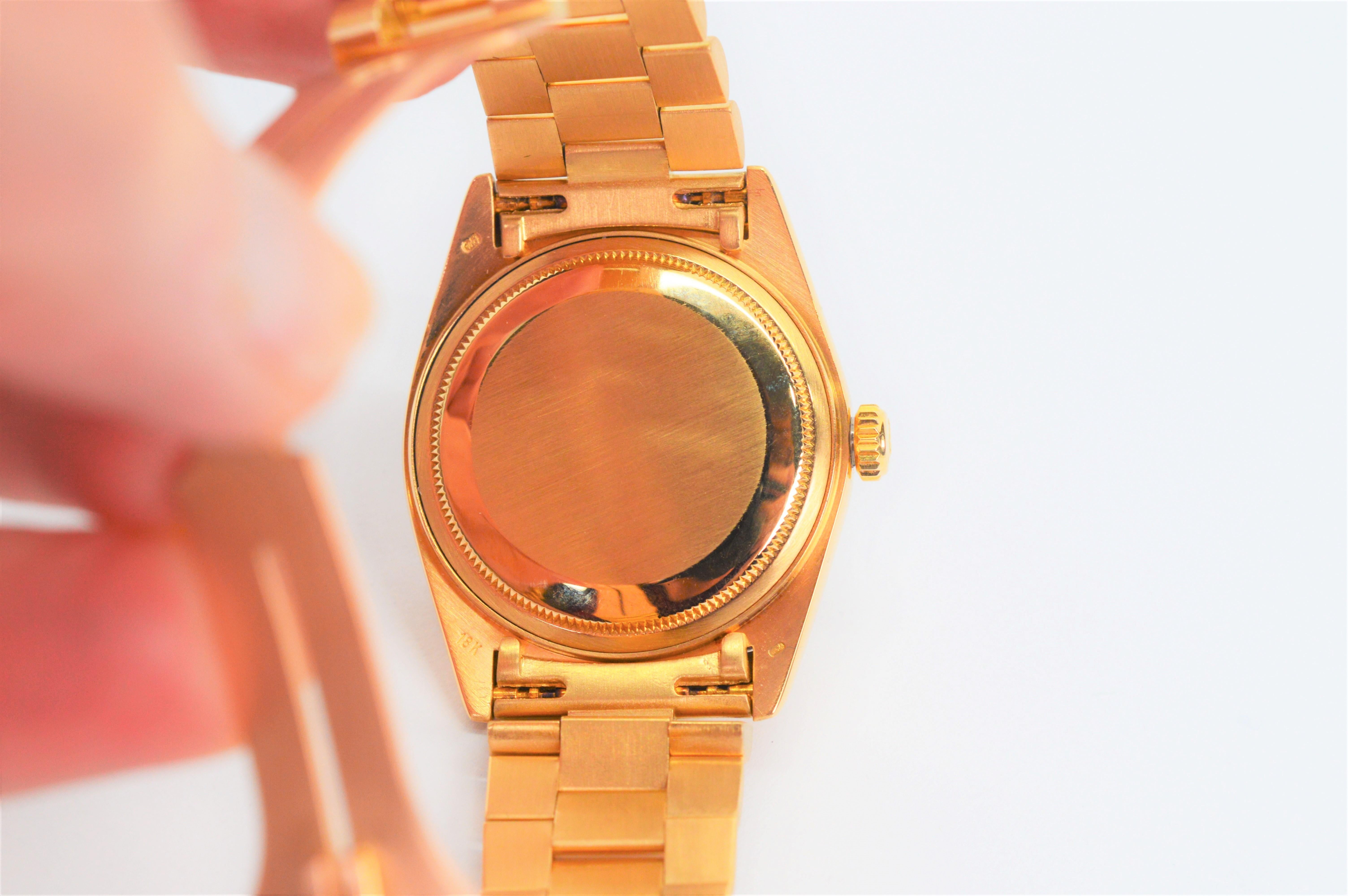 Rolex 18 Kt Yellow Gold President 3055 Men's Wrist Watch w Bracelet, Box, Papers en vente 3