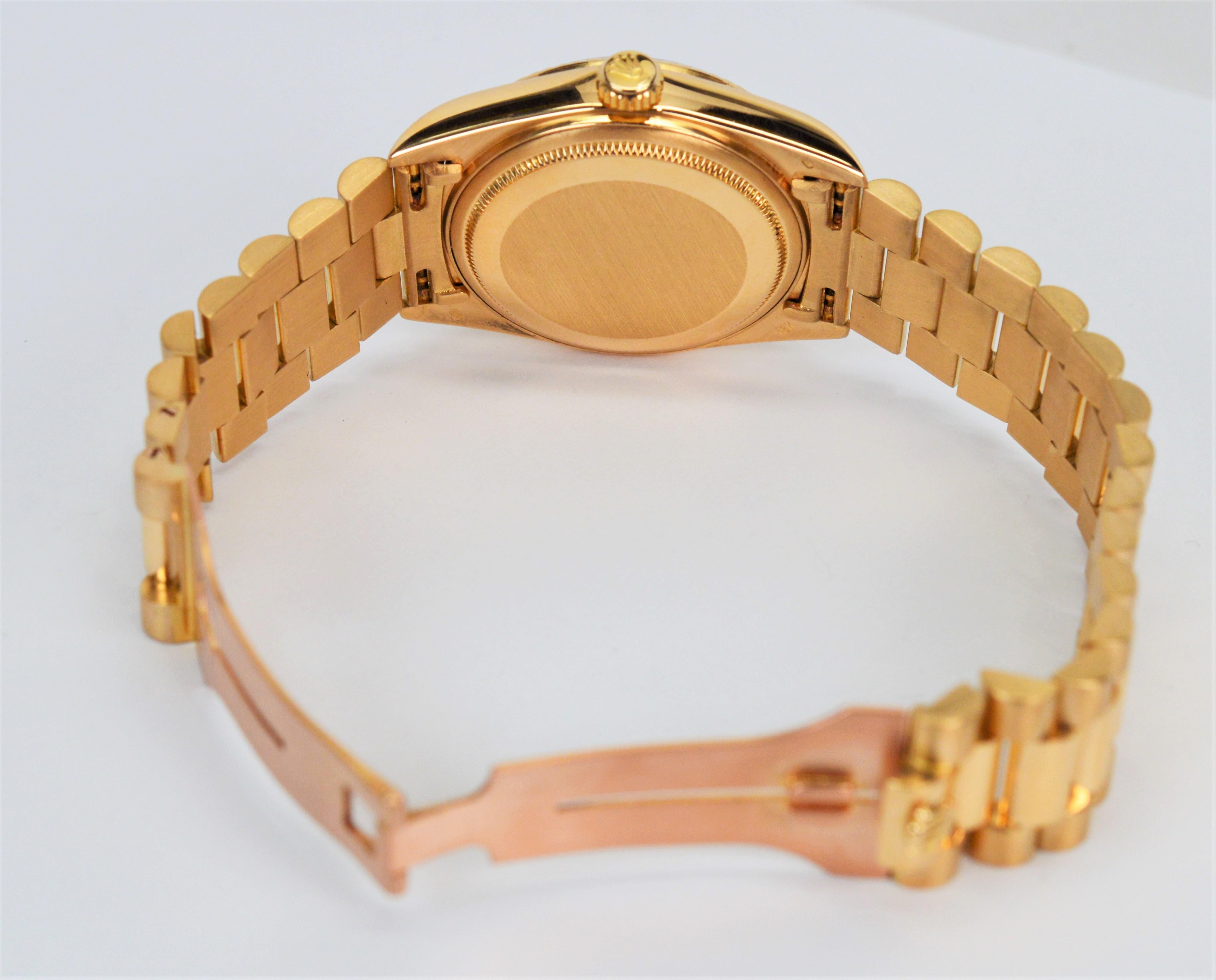Rolex 18 Kt Yellow Gold President 3055 Men's Wrist Watch w Bracelet, Box, Papers en vente 5