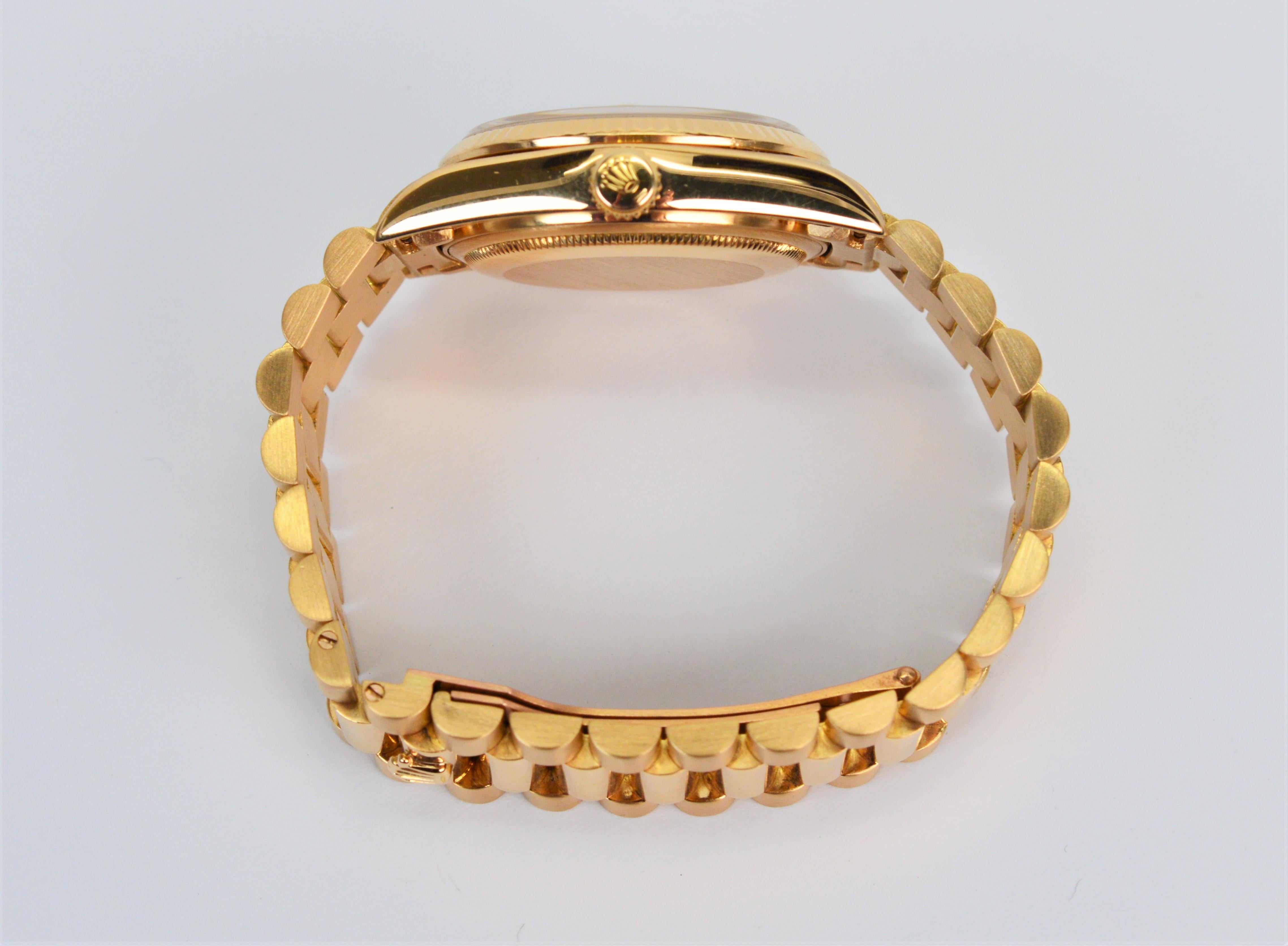 Rolex 18 Kt Yellow Gold President 3055 Men's Wrist Watch w Bracelet, Box, Papers en vente 8