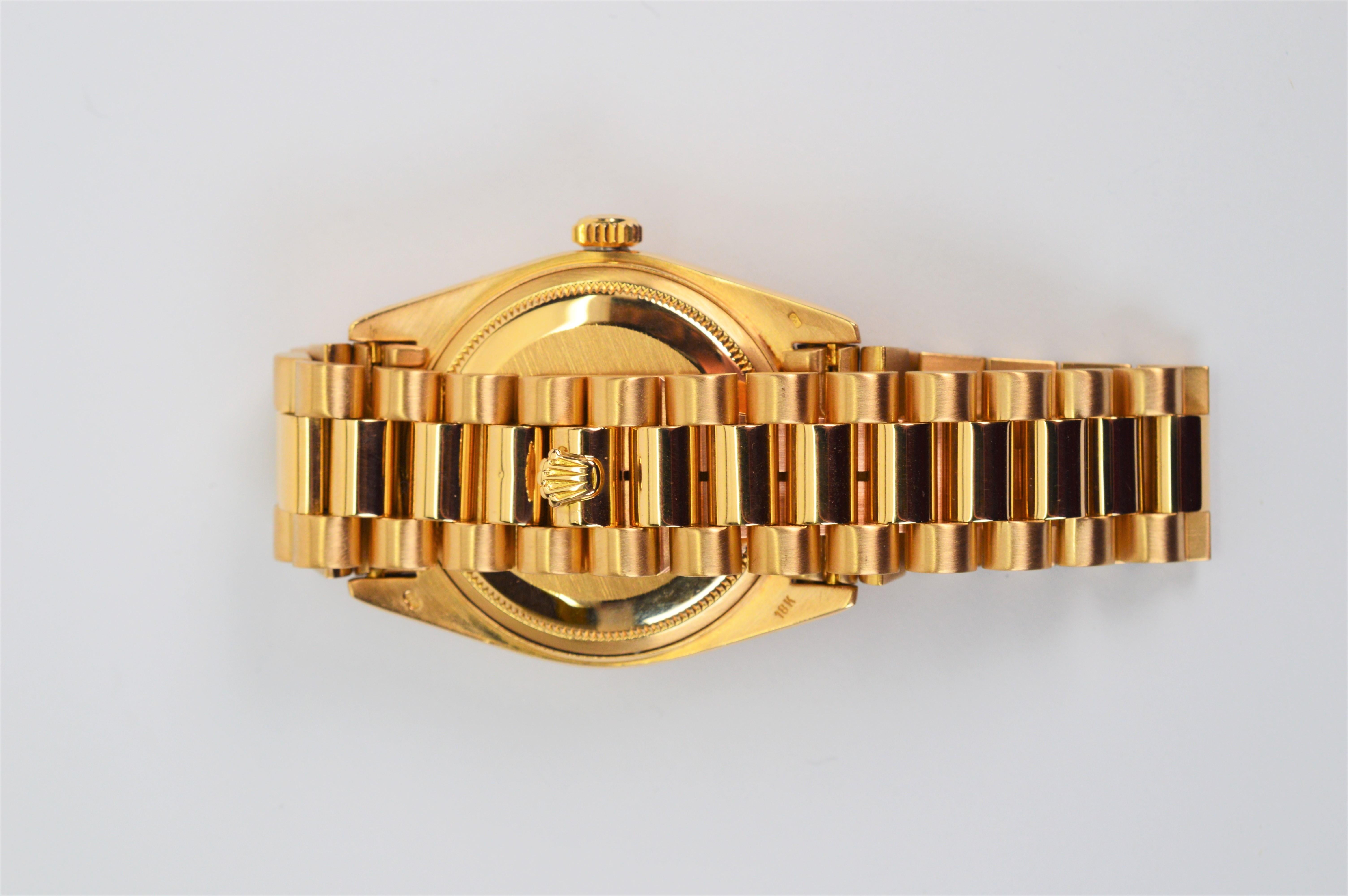 Rolex 18 Kt Yellow Gold President 3055 Men's Wrist Watch w Bracelet, Box, Papers en vente 10