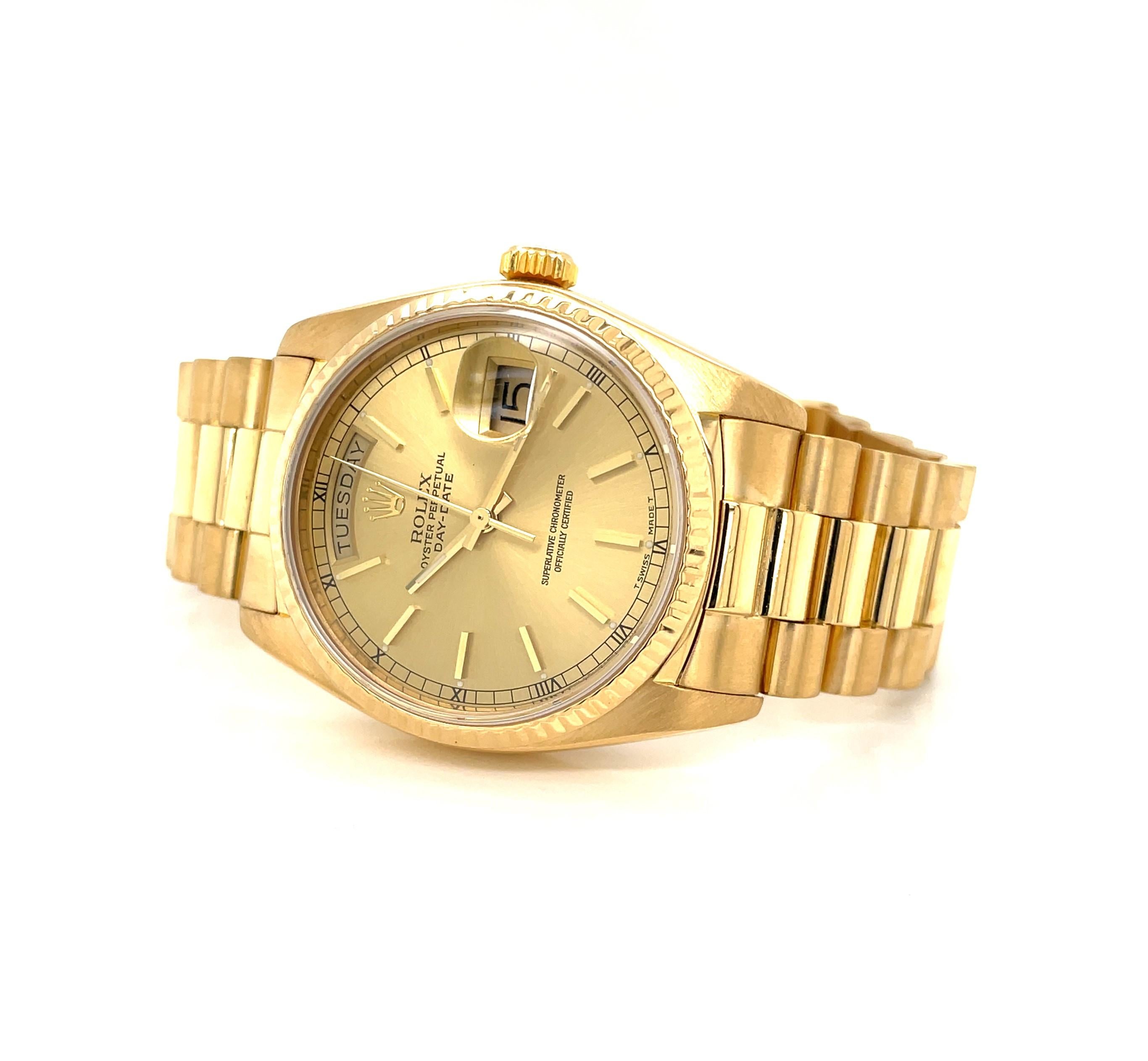 Rolex 18 Kt Gelbgold President 3055 Herrenarmbanduhr mit Armband, Box, Papieren im Angebot 2