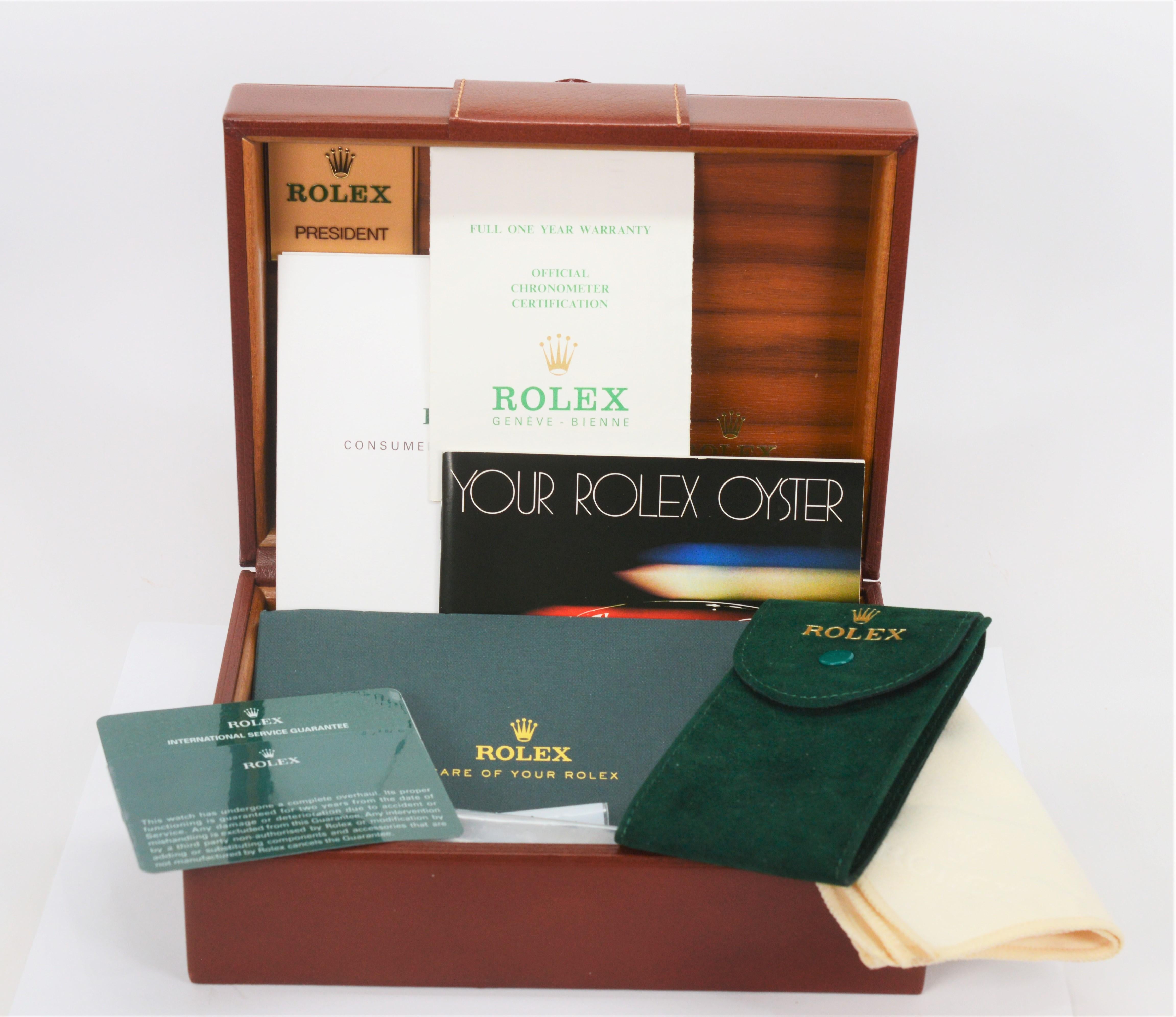 Rolex 18 Kt Yellow Gold President 3055 Men's Wrist Watch w Bracelet, Box, Papers For Sale 13