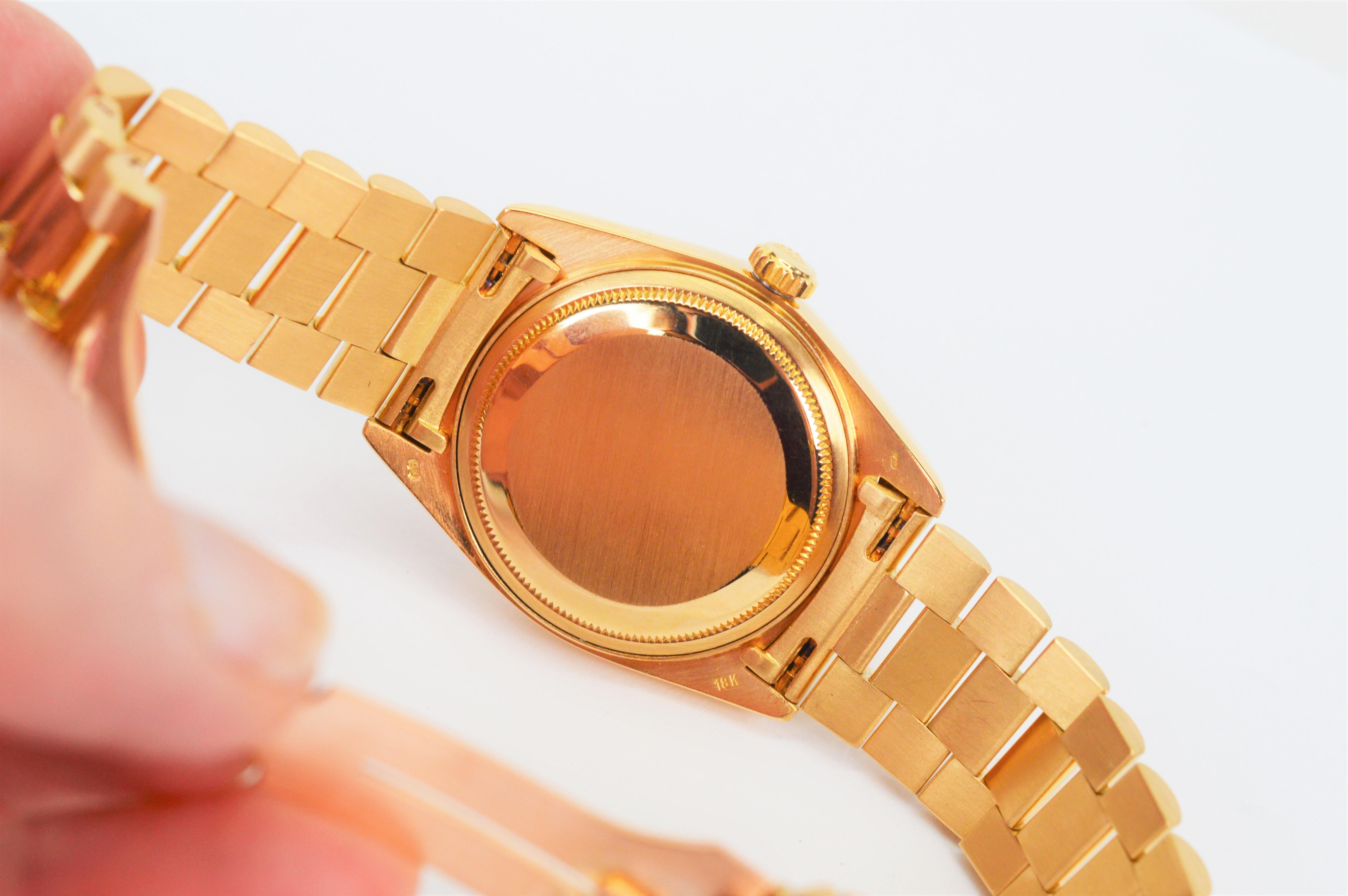 Rolex 18 Kt Yellow Gold President 3055 Men's Wrist Watch w Bracelet, Box, Papers en vente 2