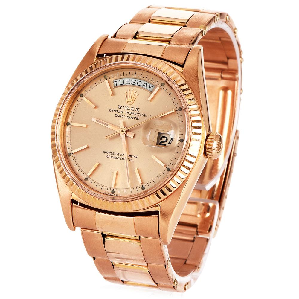 Rolex 1803 Day-Date Oyster Perpetual 36mm 18k Rose Gold Watch   In Excellent Condition For Sale In Miami, FL