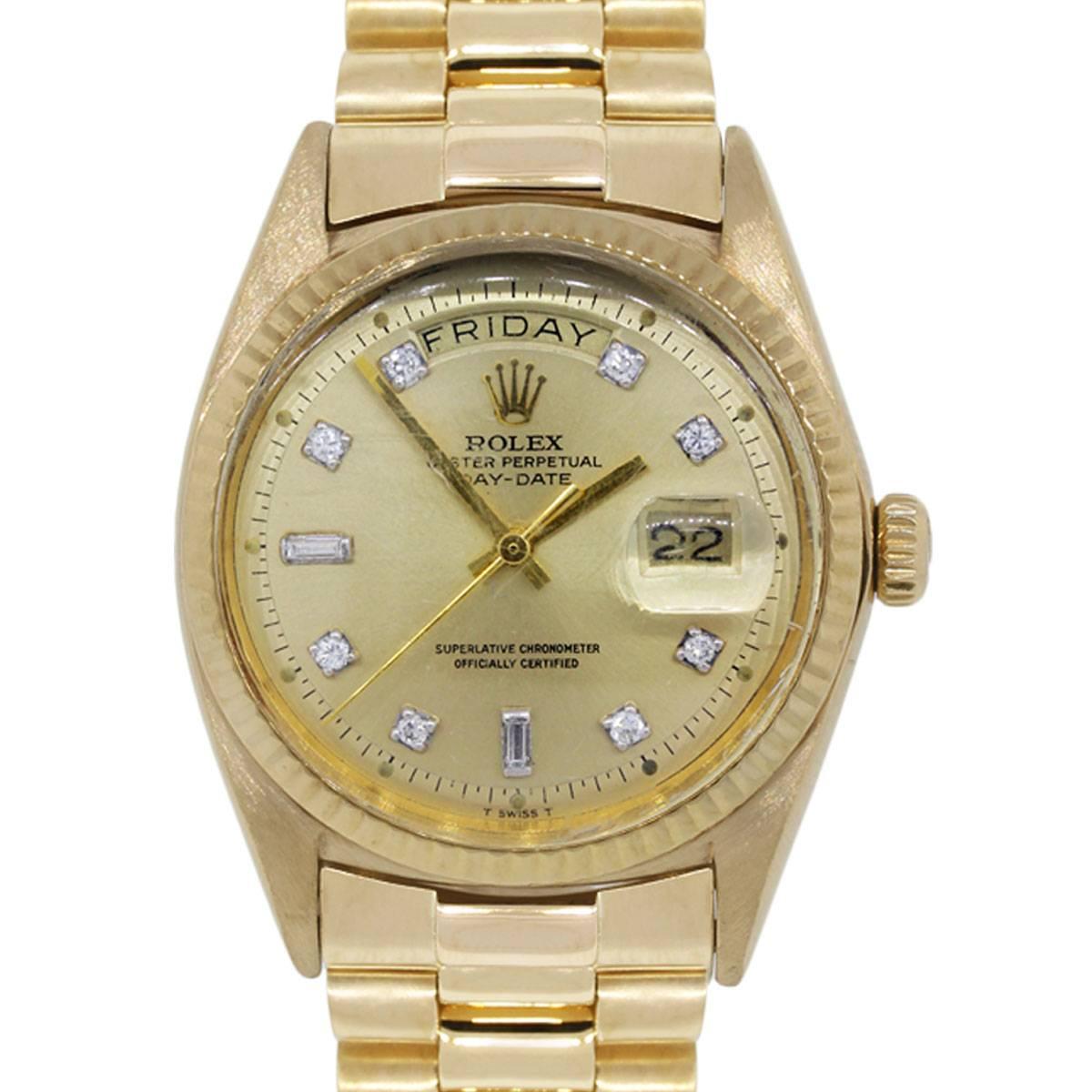  Rolex yellow gold Diamond Presidential 1803 Day Date Automatic Wristwatch
