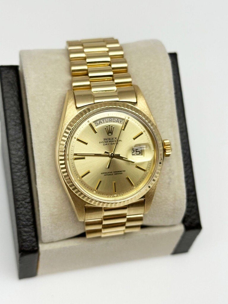 Rolex 1803 President Day Date 18K Yellow Gold Box Paper Service Paper In Excellent Condition In San Diego, CA