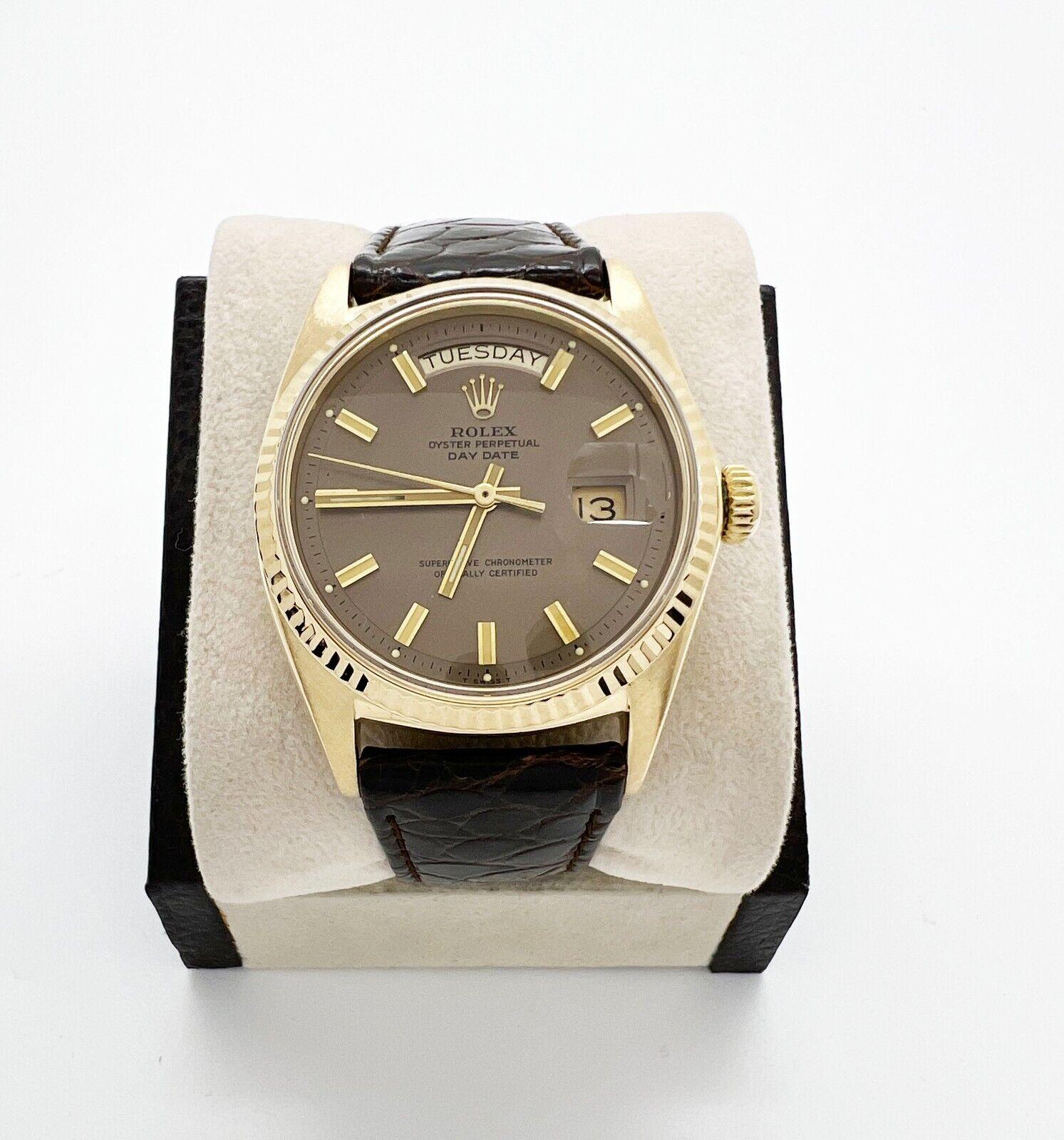 Rolex 1803 President Day Date Rare Bronze Wide Boy Dial 18K Yellow Gold In Excellent Condition For Sale In San Diego, CA
