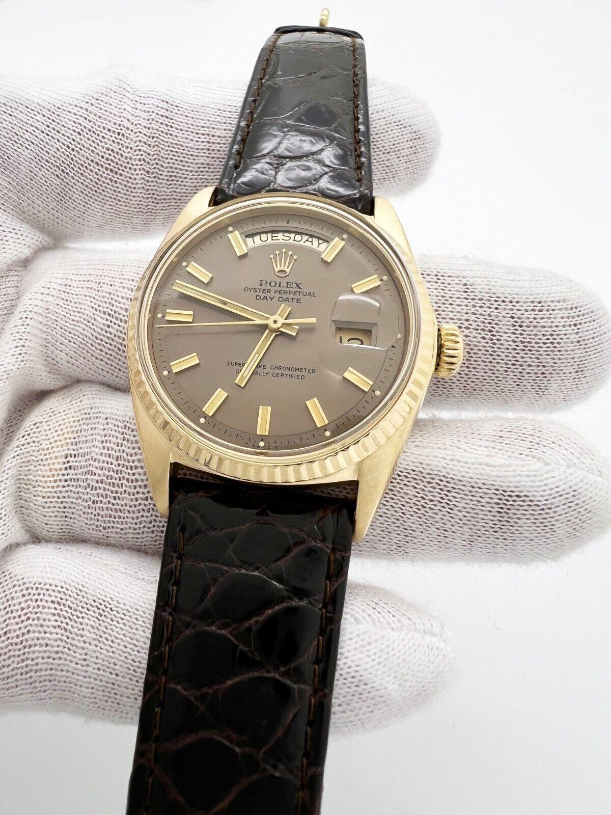 Rolex 1803 President Day Date Rare Bronze Wide Boy Dial 18K Yellow Gold For Sale 2