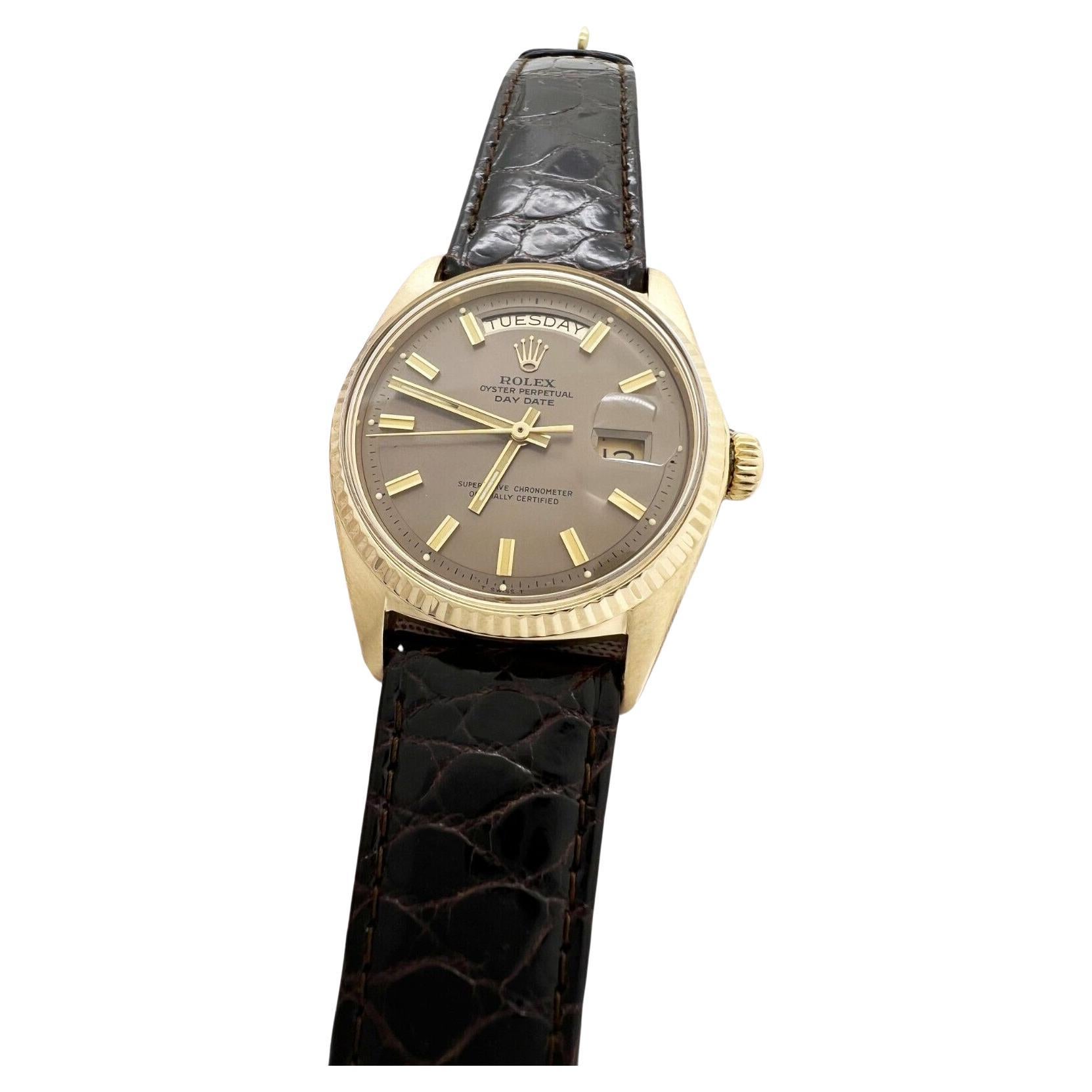 Rolex 1803 President Day Date Rare Bronze Wide Boy Dial 18K Yellow Gold For Sale