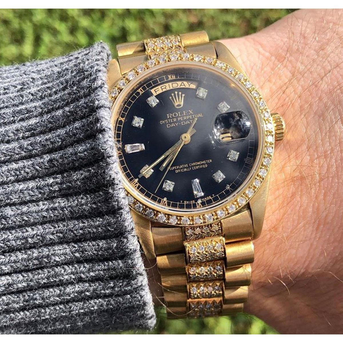 Rolex 18038 18 Karat Yellow Gold Single Quick Day-Date President Automatic Watch 6