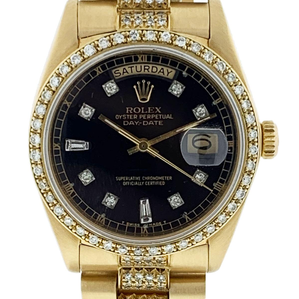 Rolex 18038 18 Karat Yellow Gold Single Quick Day-Date President Automatic Watch im Zustand „Hervorragend“ in Boca Raton, FL