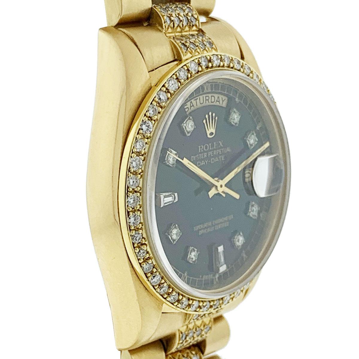 Rolex 18038 18 Karat Yellow Gold Single Quick Day-Date President Automatic Watch für Damen oder Herren