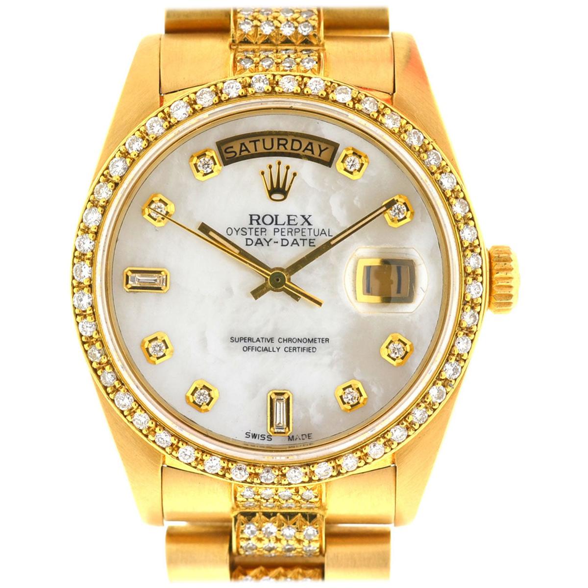 Rolex 18038 18 Karat Yellow Gold Single Quick Day-Date President Watch