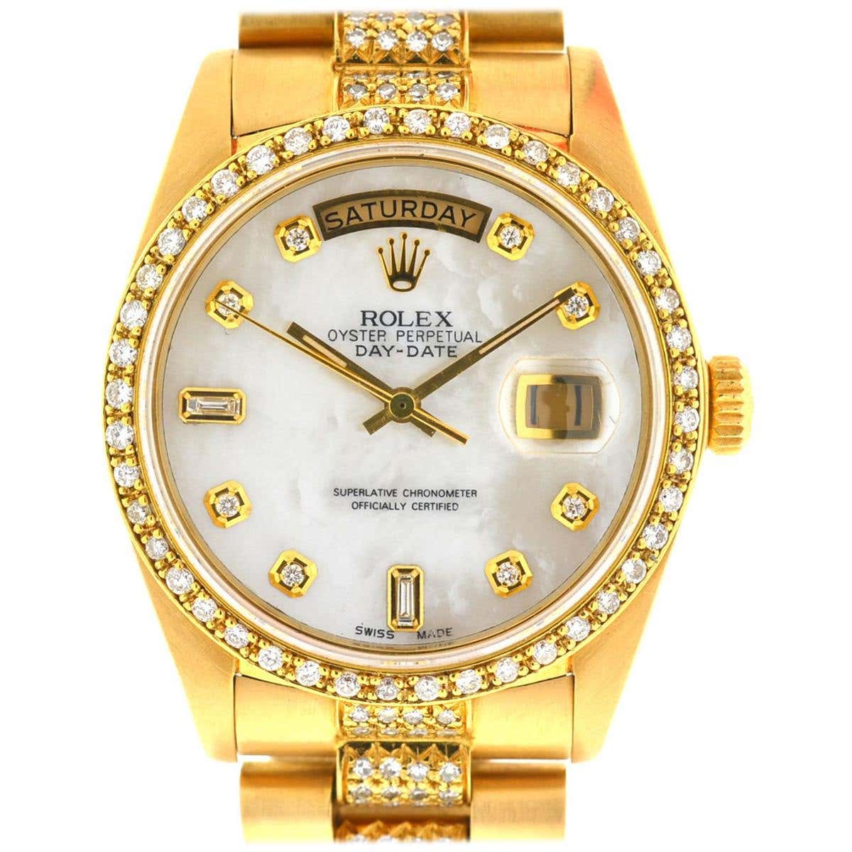 18038 Rolex 18038 18 Karat Yellow Gold Single Quick Day-Date President Watch ...