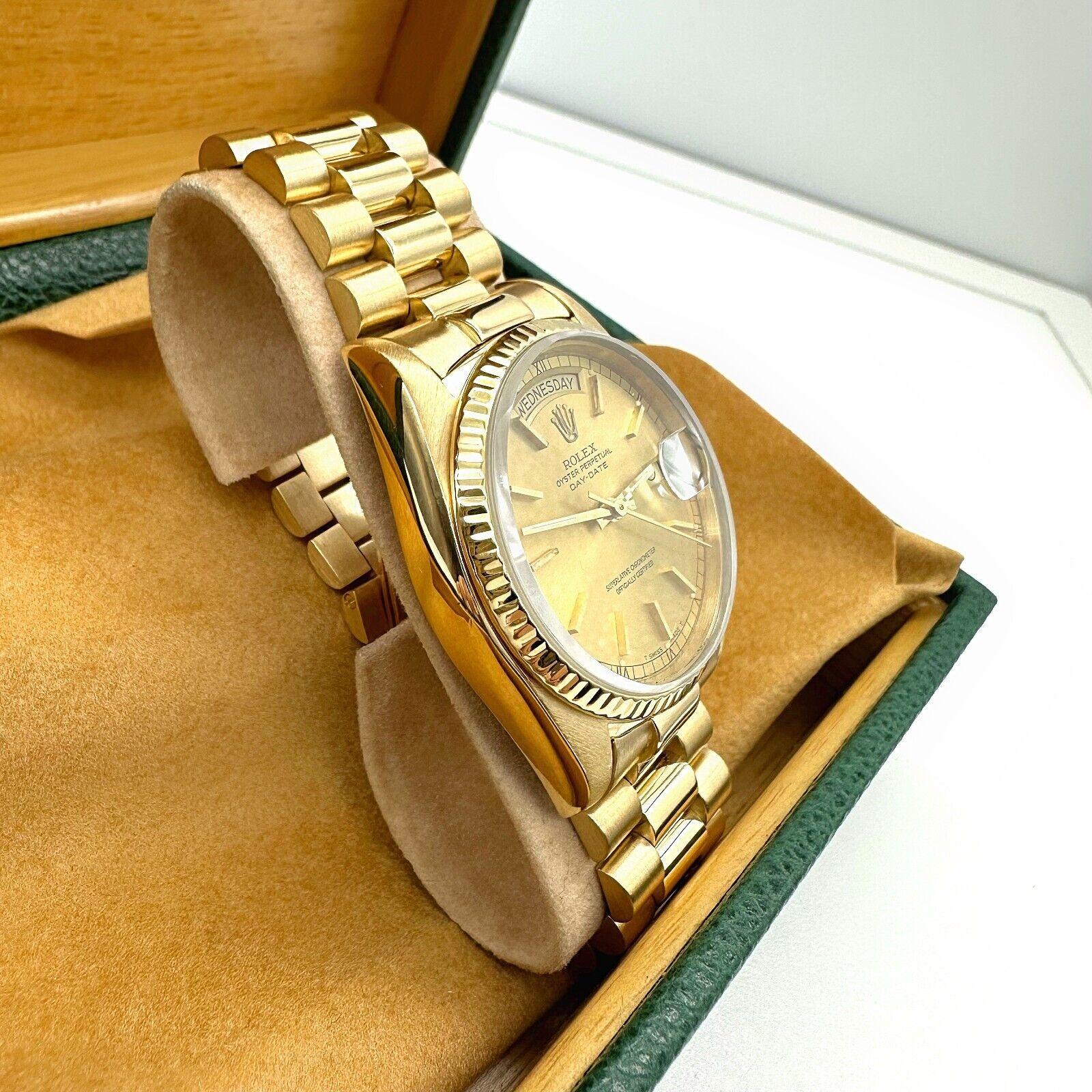 Men's Rolex 18038 President Day Date Champagne Dial 18K Yellow Gold Box