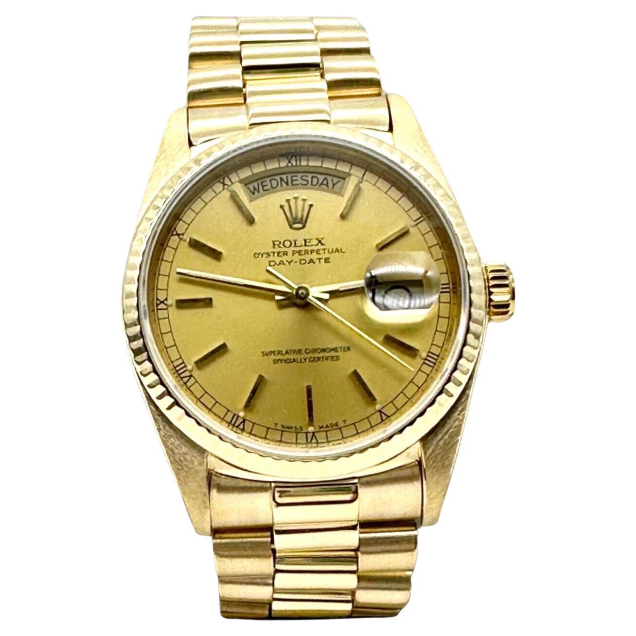 Rolex 18038 President Day Date Champagne Montre en or jaune 18 carats