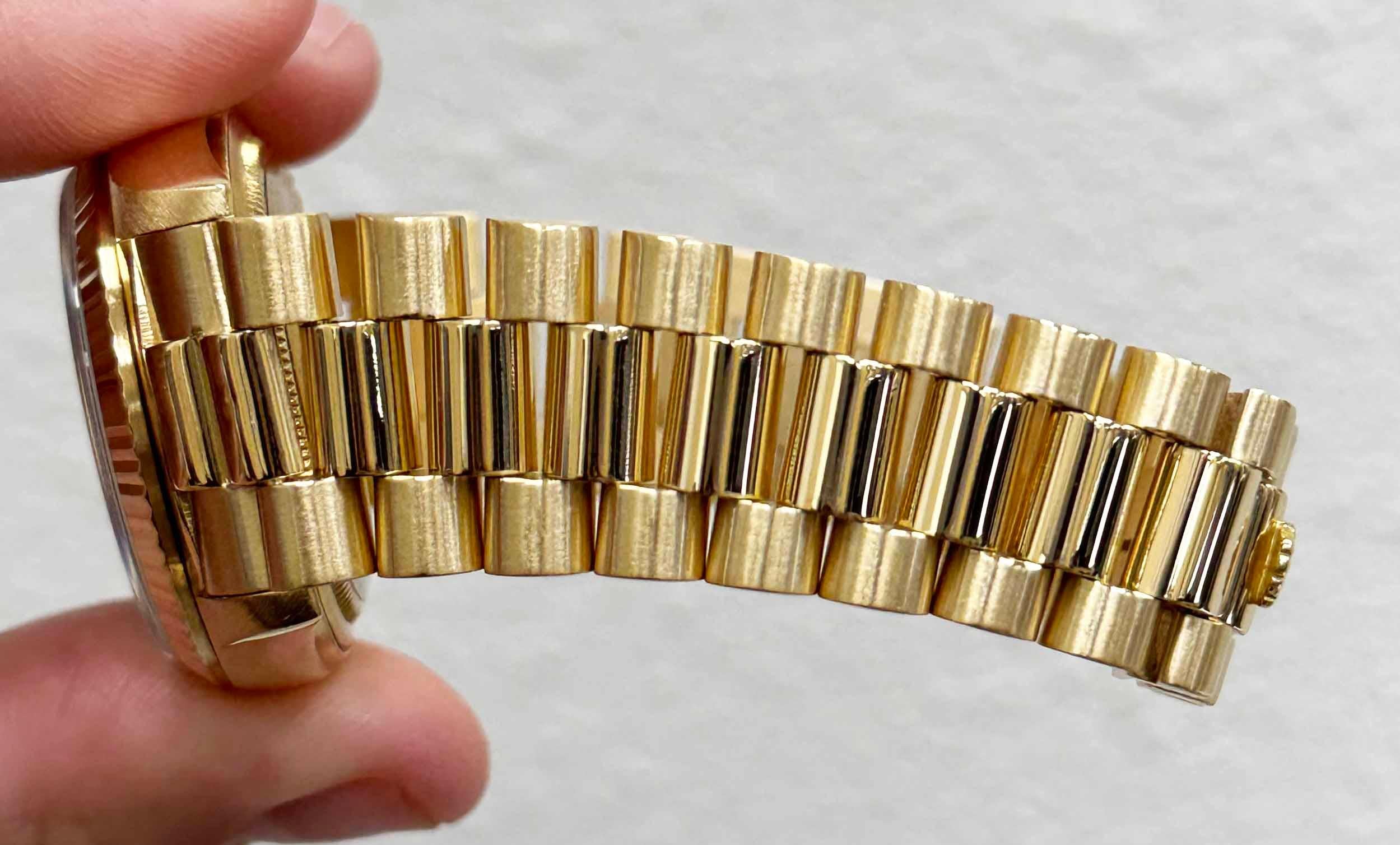 Rolex President Day Date 18038 Champagner Leinen Zifferblatt 18K Gelbgold Box Papier 5