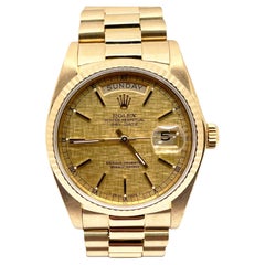 Rolex Day Date 18038 Quadrante Lino Champagne Oro Giallo 18K Scatola di Carta