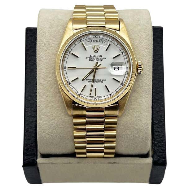 18038 Rolex 18038 President Day Date White Dial Box Paper For Sale at 1stDibs