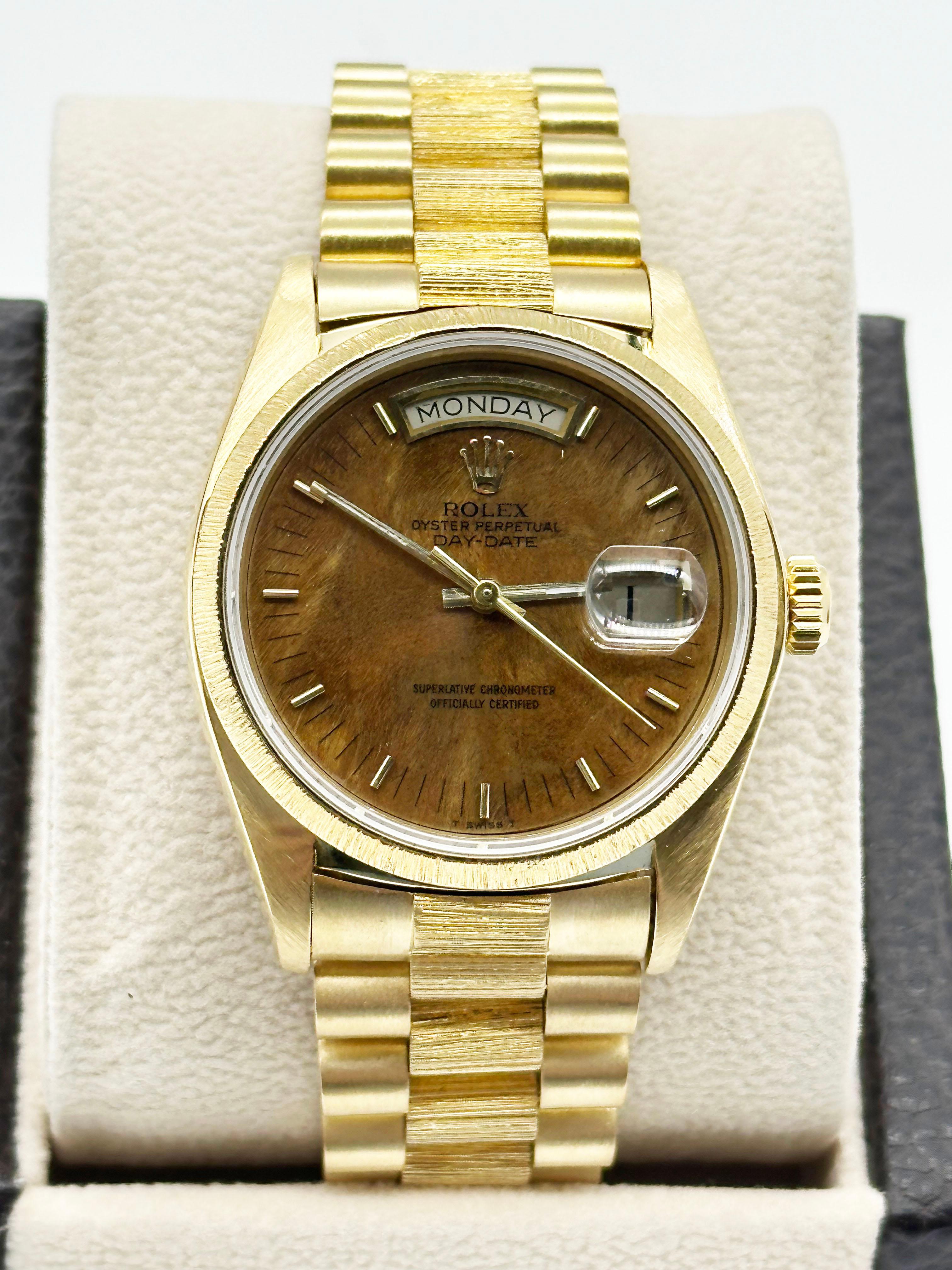 Rolex President Day Date 18078 36mm Bark Finish Wood Dial 18K Yellow Gold 6
