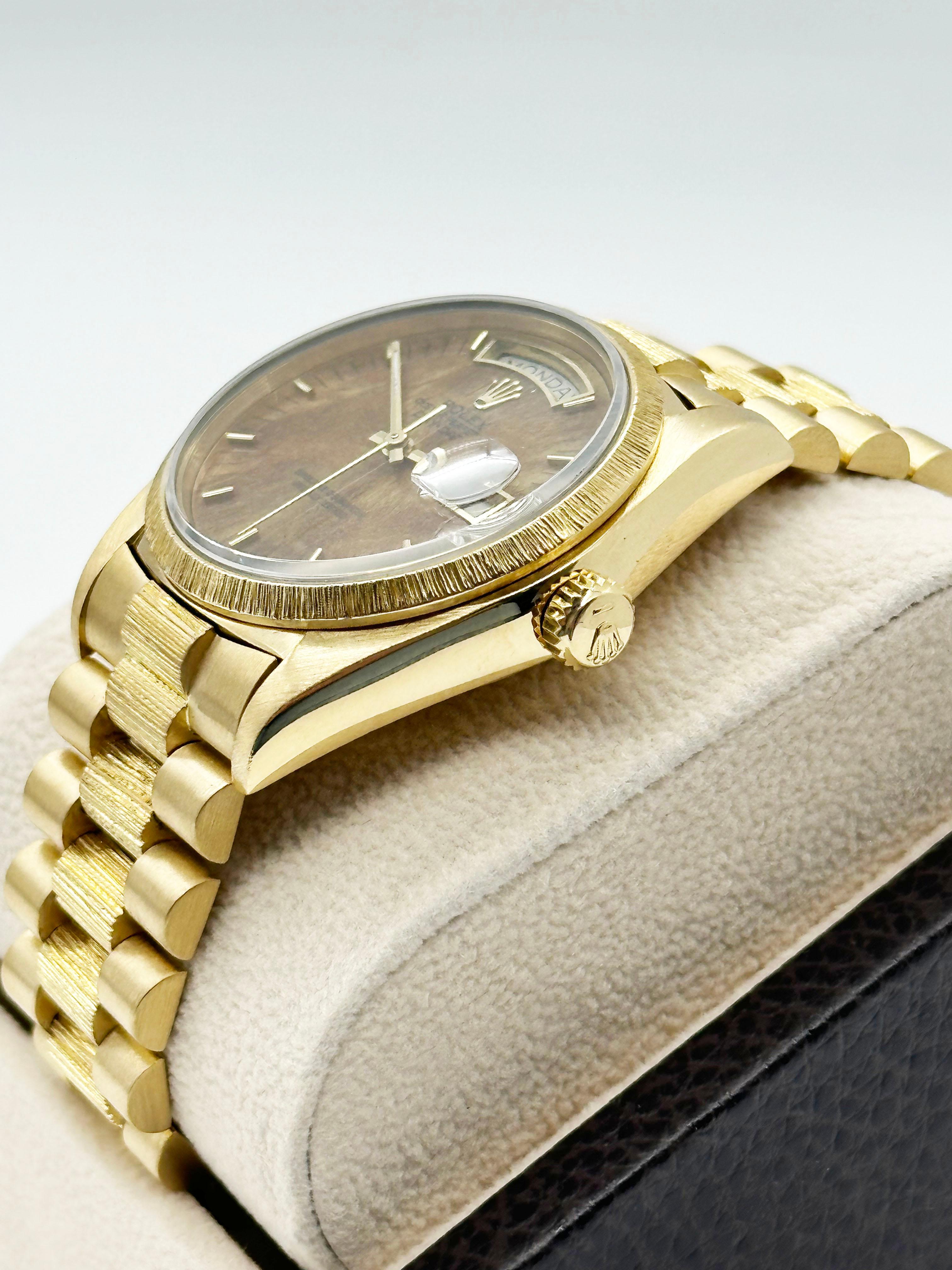 Rolex President Day Date 18078 36mm Bark Finish Wood Dial 18K Yellow Gold 7