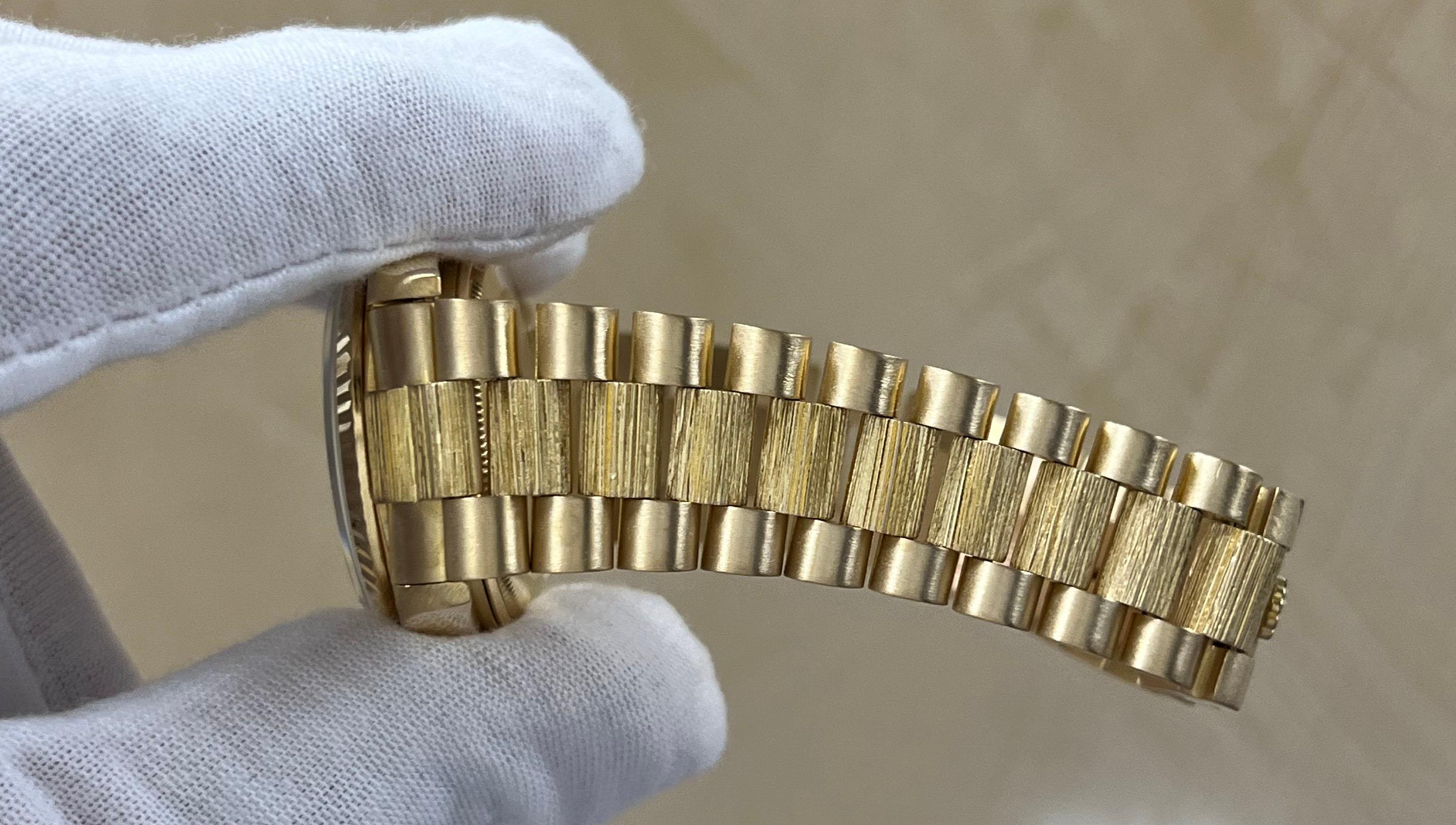 Rolex President Day Date 18078 36mm Bark Finish Wood Dial 18K Yellow Gold 3