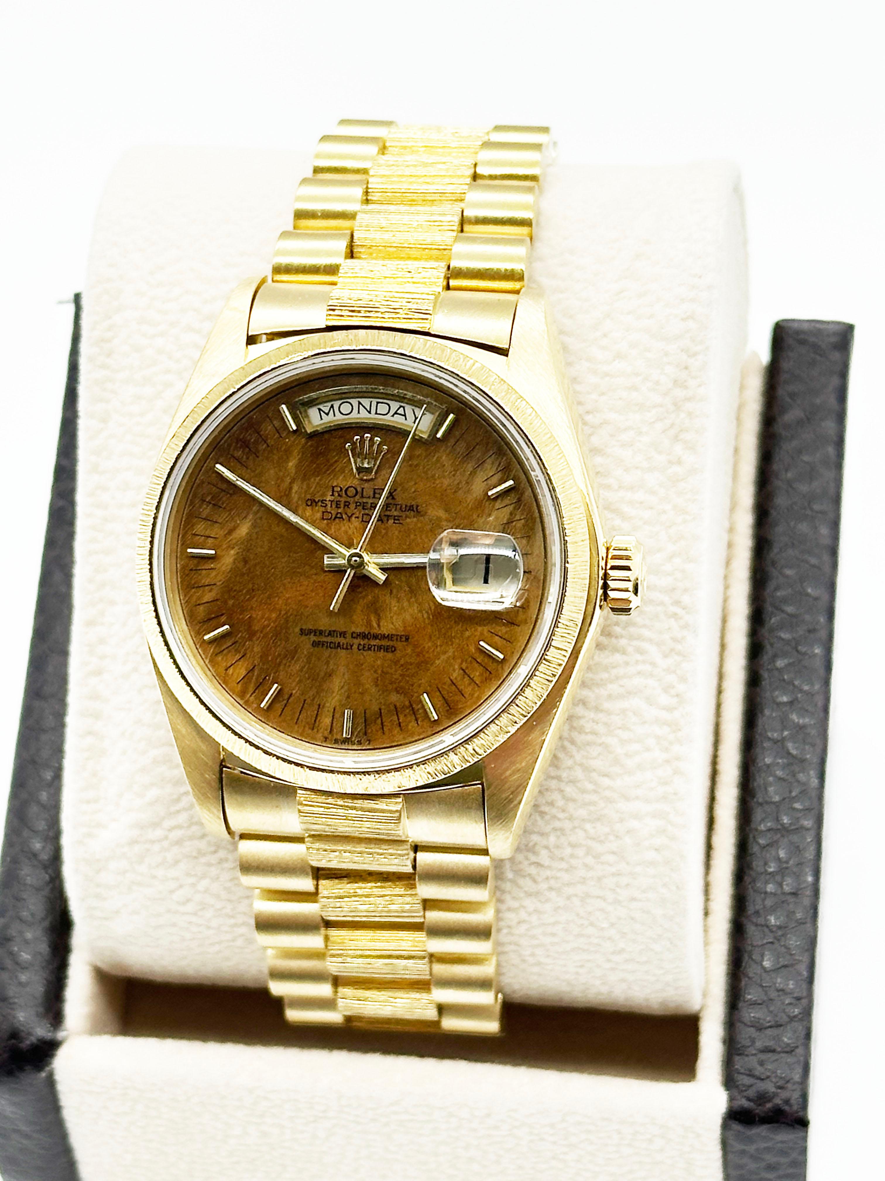 Rolex President Day Date 18078 36mm Bark Finish Wood Dial 18K Yellow Gold 5
