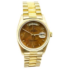 Rolex President Day Date 18078 36mm Bark Finish Wood Dial 18K Yellow Gold