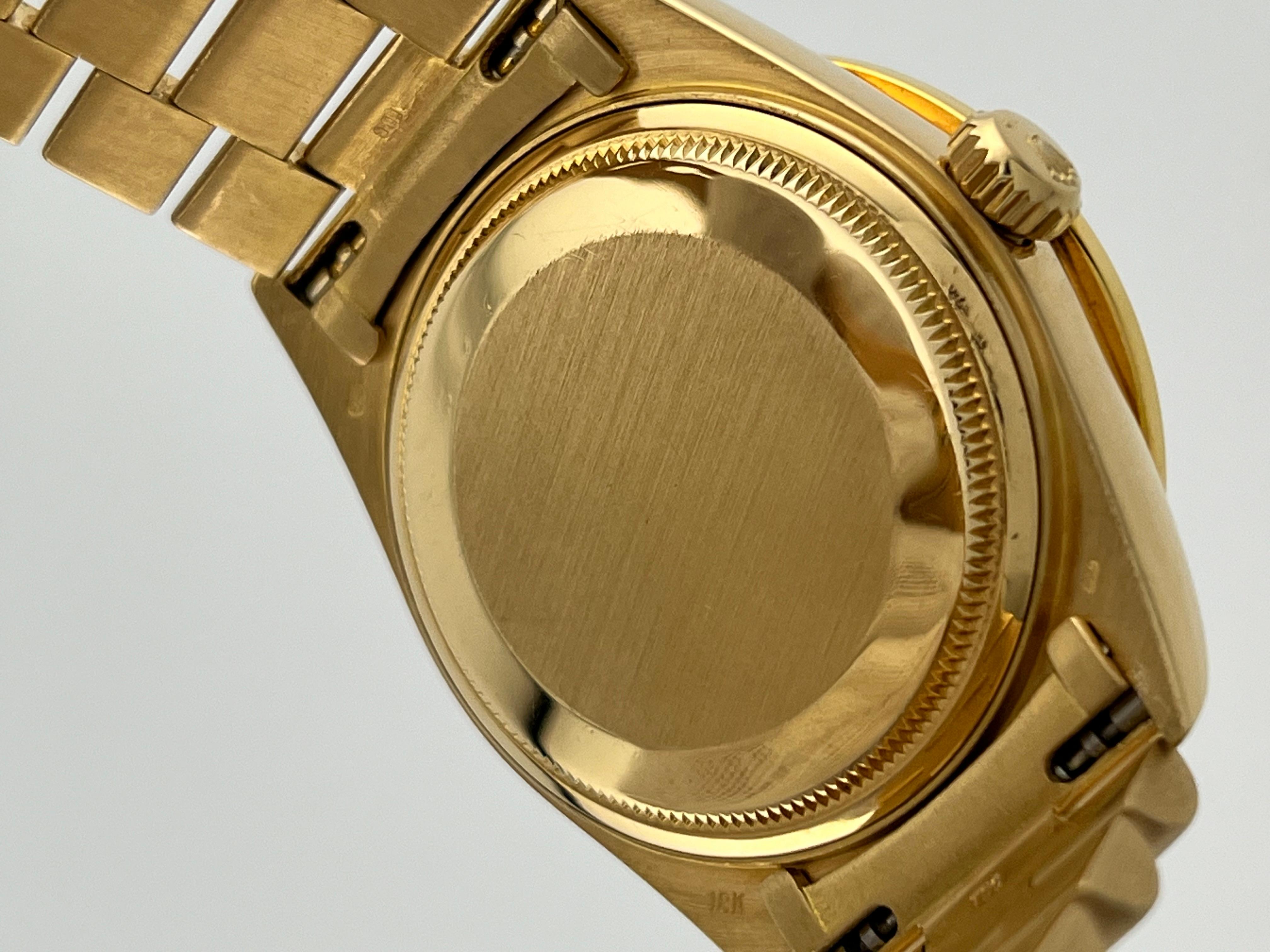 Round Cut Rolex President Day Date 18078 Diamond Dial Diamond Bezel 18K Yellow Gold