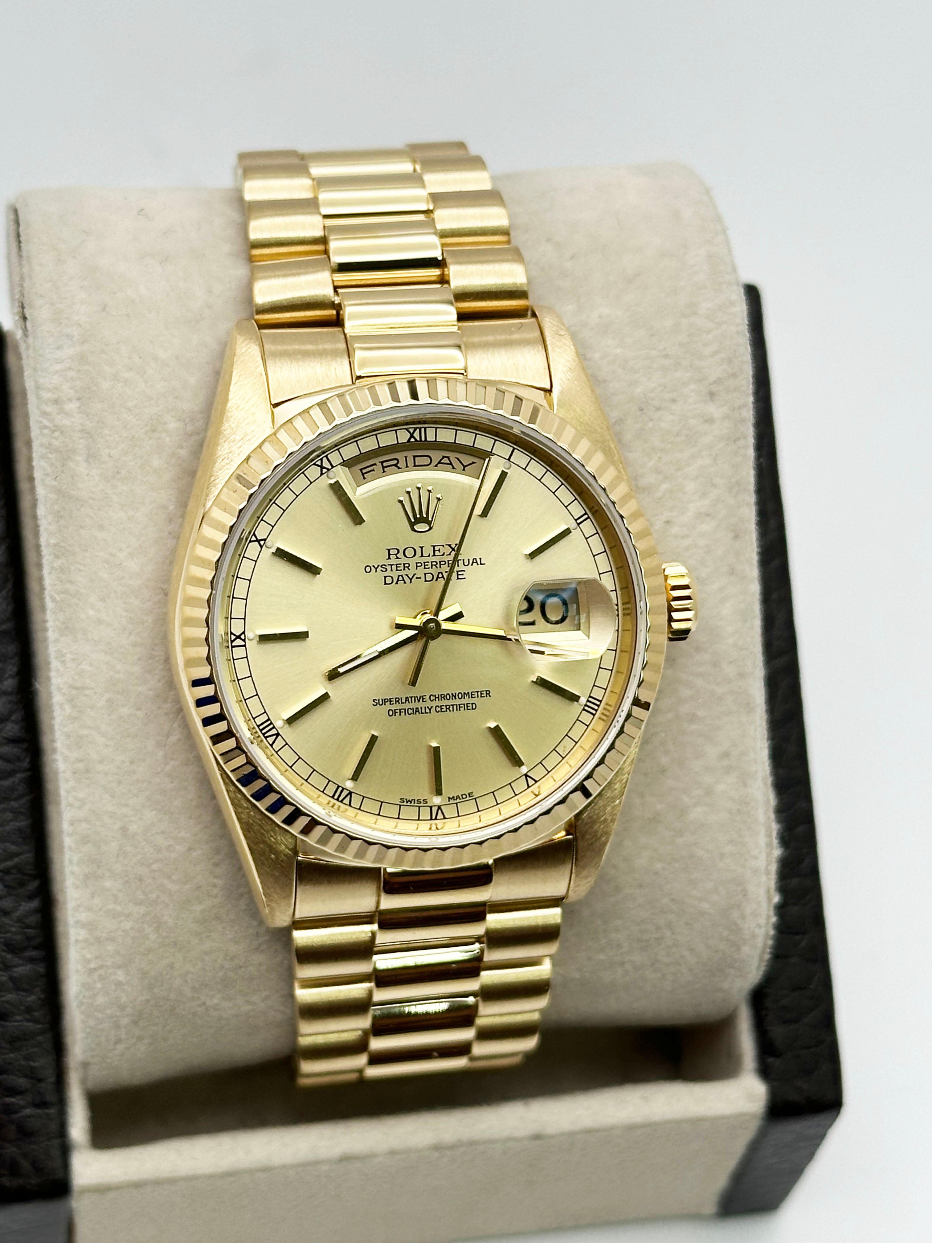 Rolex 18238 President Day Date Oro giallo 18 carati Doppio Quickset In condizioni ottime a San Diego, CA