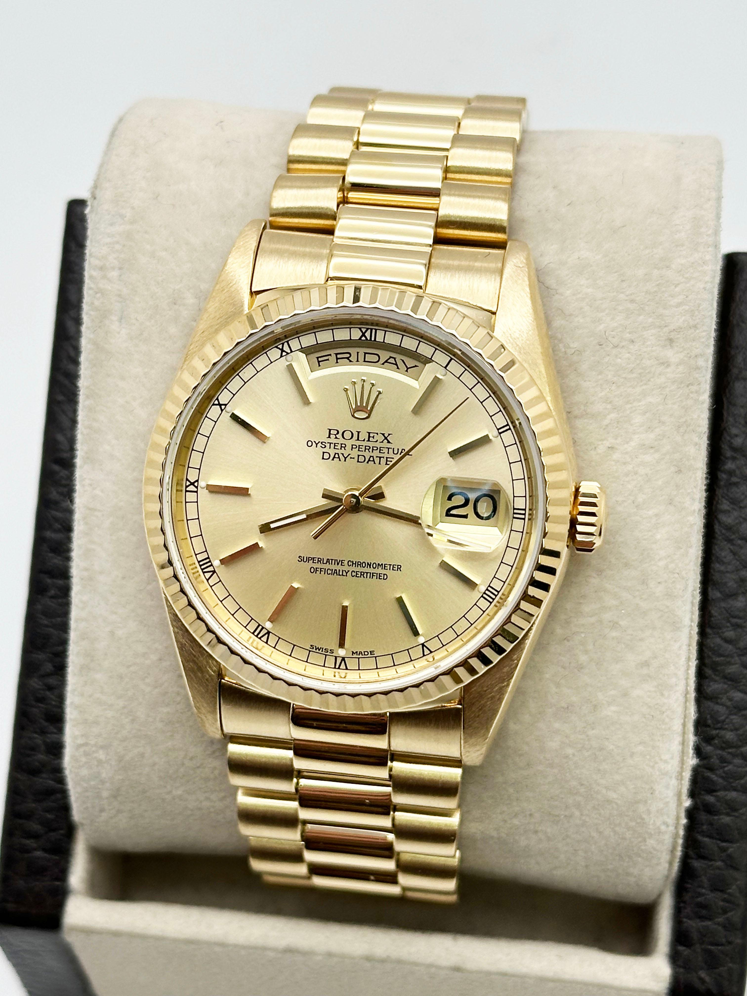Uomo Rolex 18238 President Day Date Oro giallo 18 carati Doppio Quickset