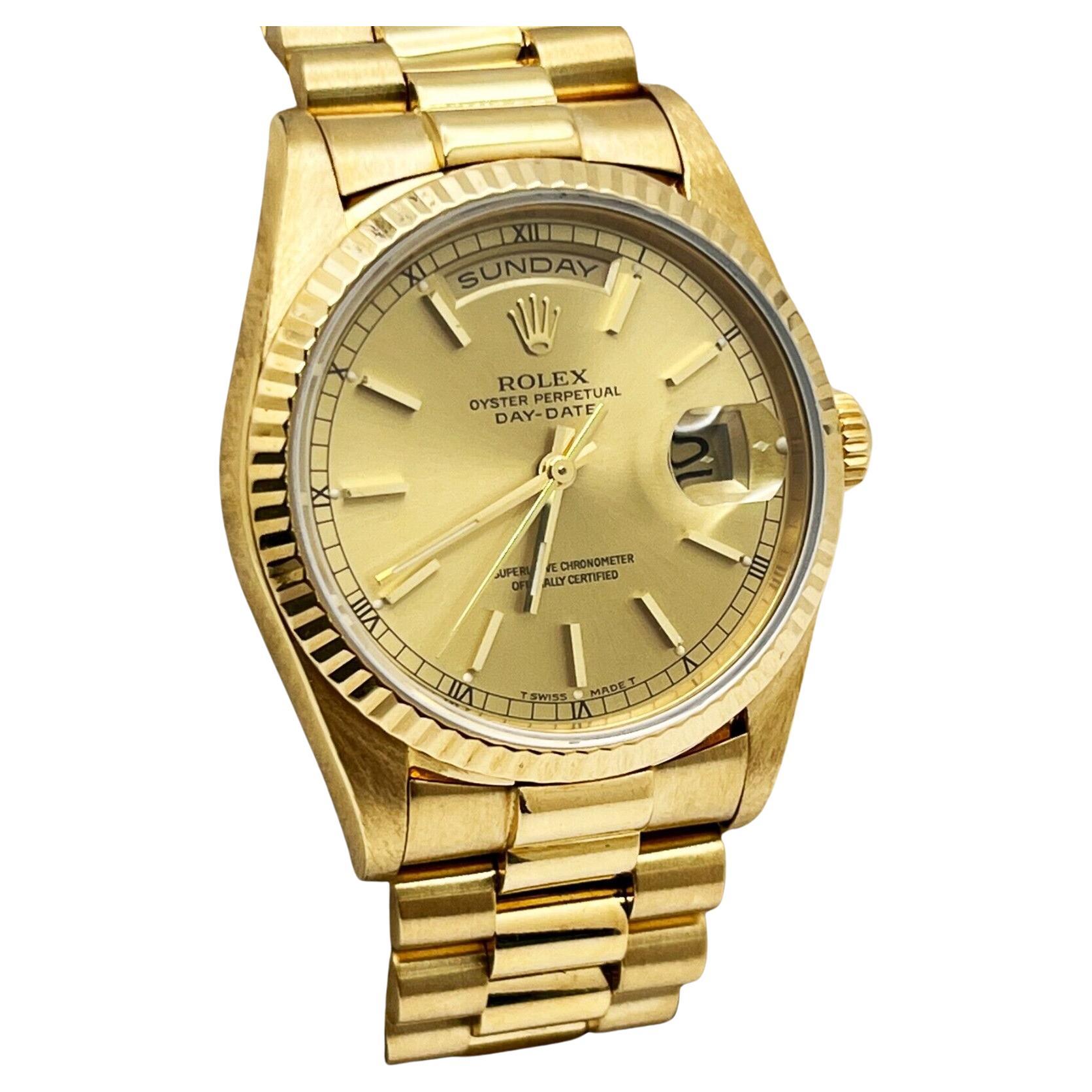 Rolex 18238 President Day Date Quadrante champagne Oro giallo 18 carati