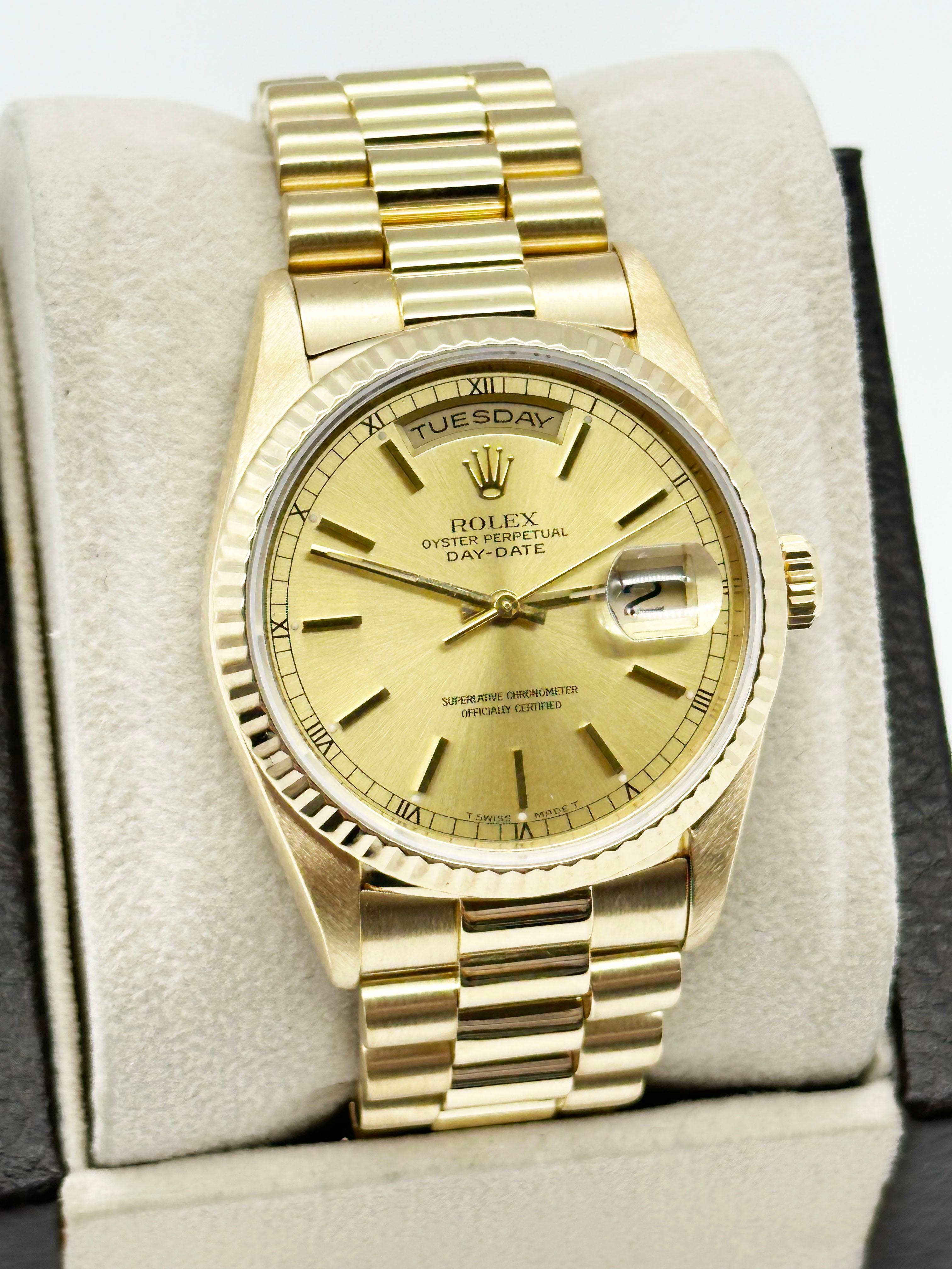 Rolex 18238 President Day Date Double Quickset 36mm Champagne 18K Gold Box Paper 2