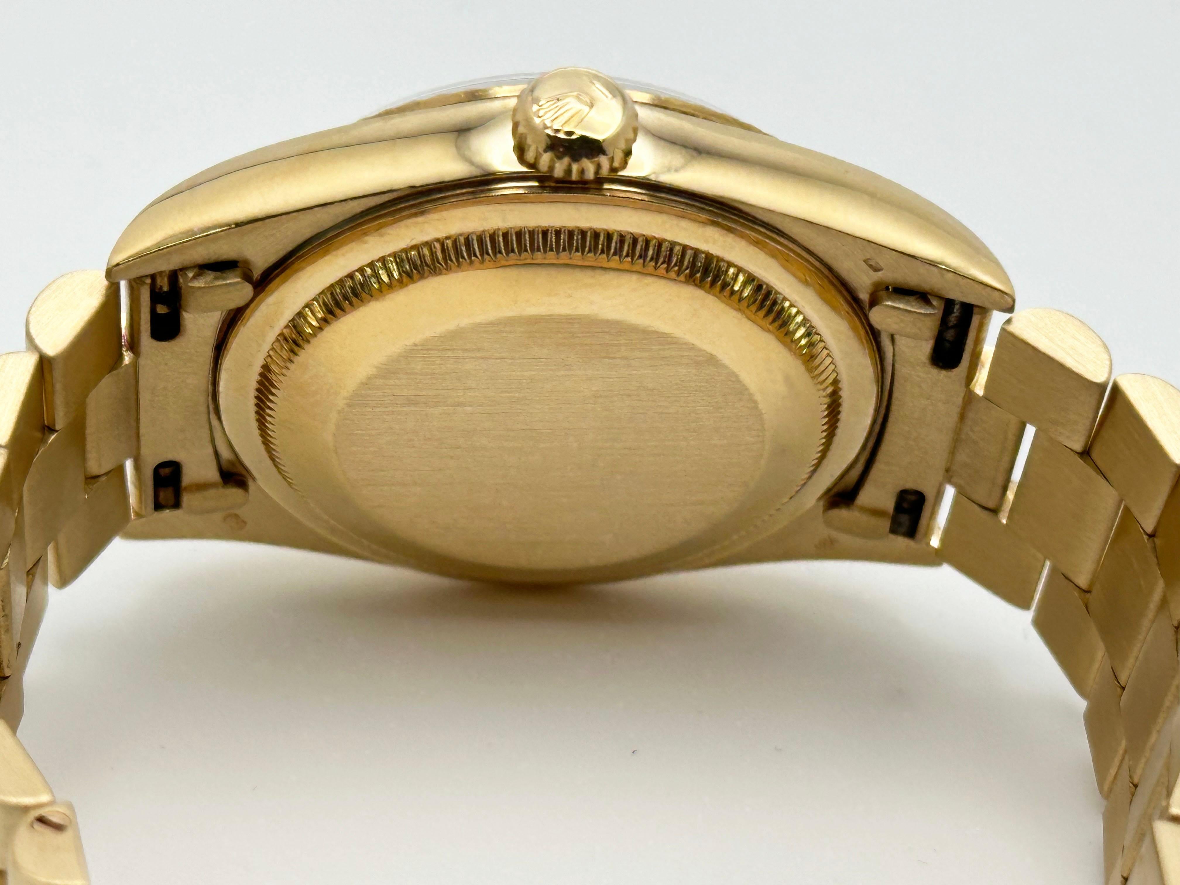 Rolex President Day Date 18238 36mm White Enamel Roman Dial 18K Yellow Gold In Good Condition In San Diego, CA