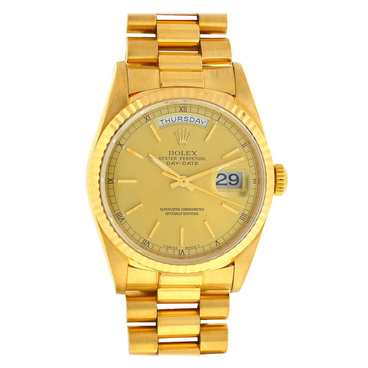 Rolex 18238 President Double Quick 18 Karat Gold Champagne Dial Men's Watch