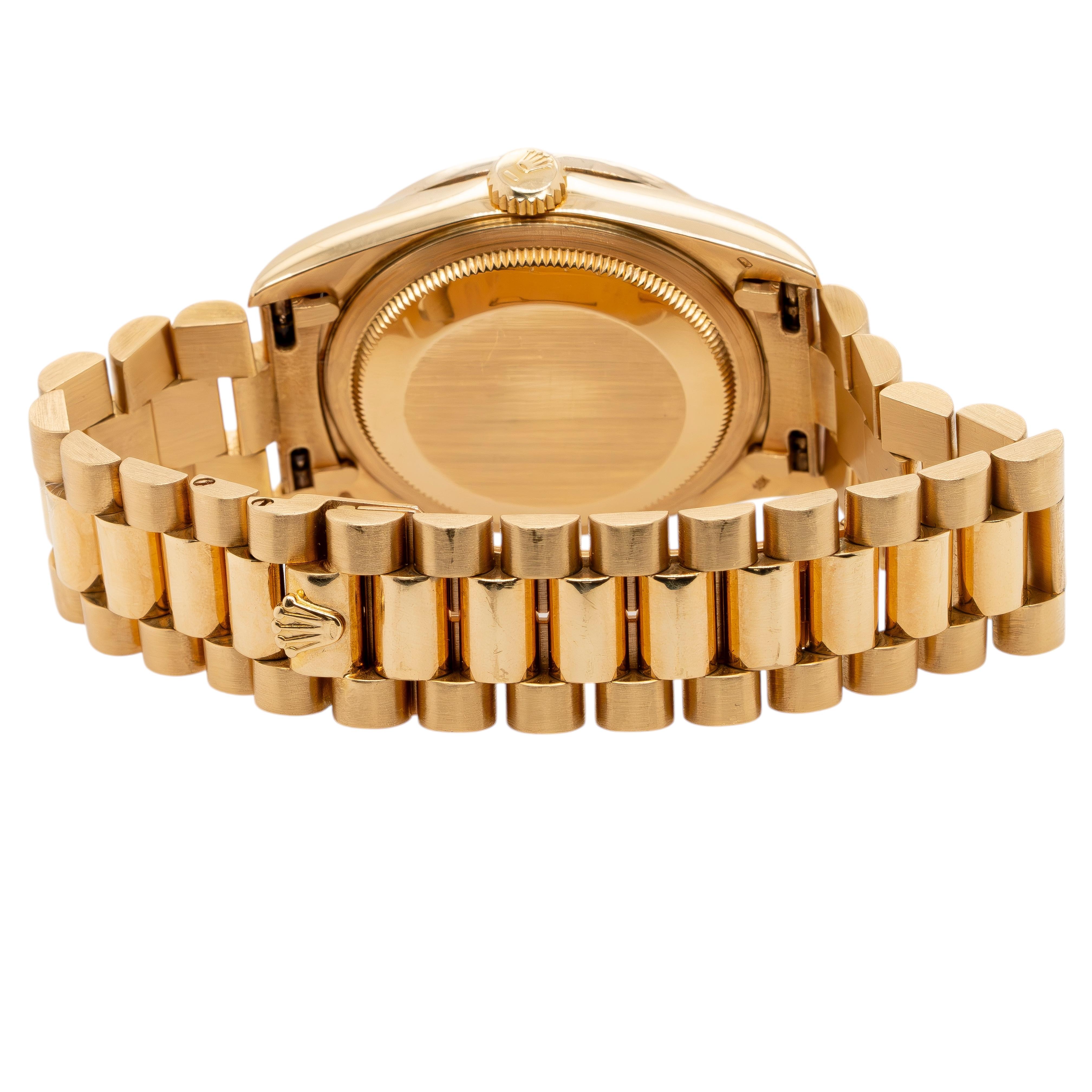 Round Cut Rolex 18238 Presidential Day-Date 36mm Watch with Aftermarket Enhancements