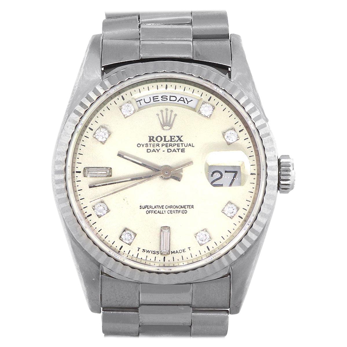 Rolex 18239 Day-Date 18 Karat White Gold Diamond Dial Watch